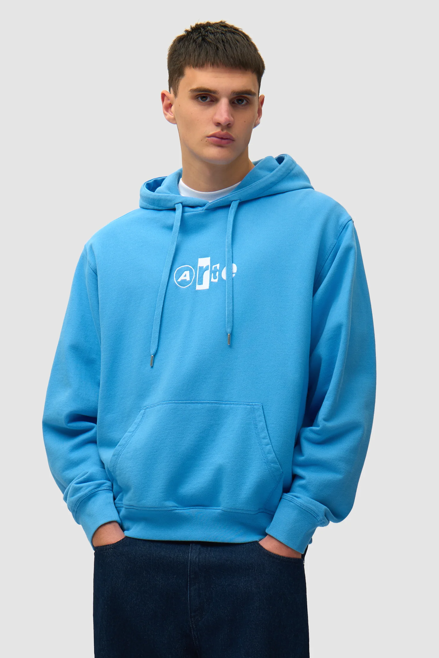 Sweat à capuche avec logo collage - Bleu - Image 2