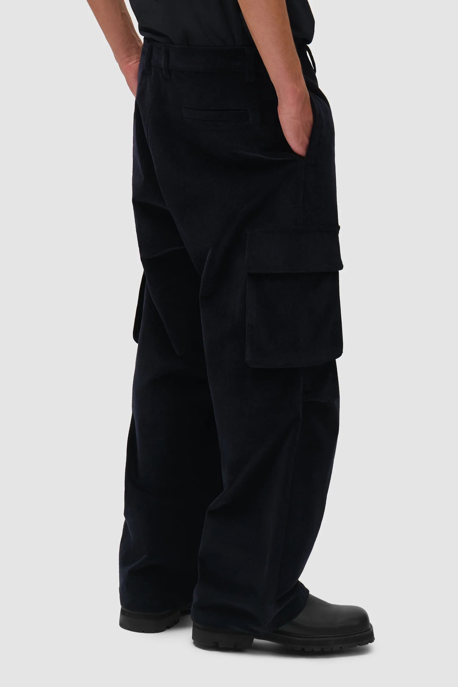 Pantalon cargo en velours côtelé - Marine - Image 4