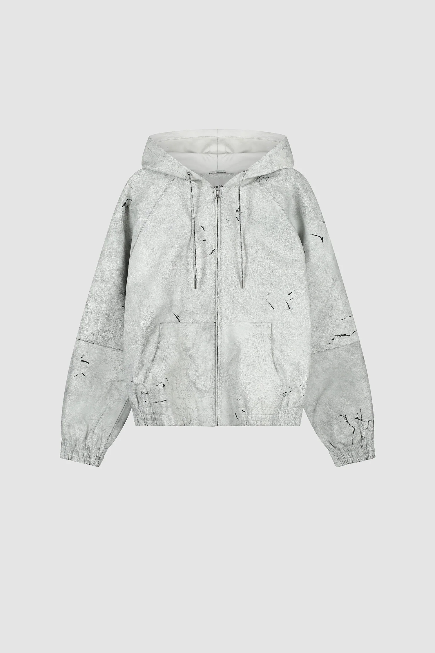 Veste en cuir craquelé - Blanc - Image 8