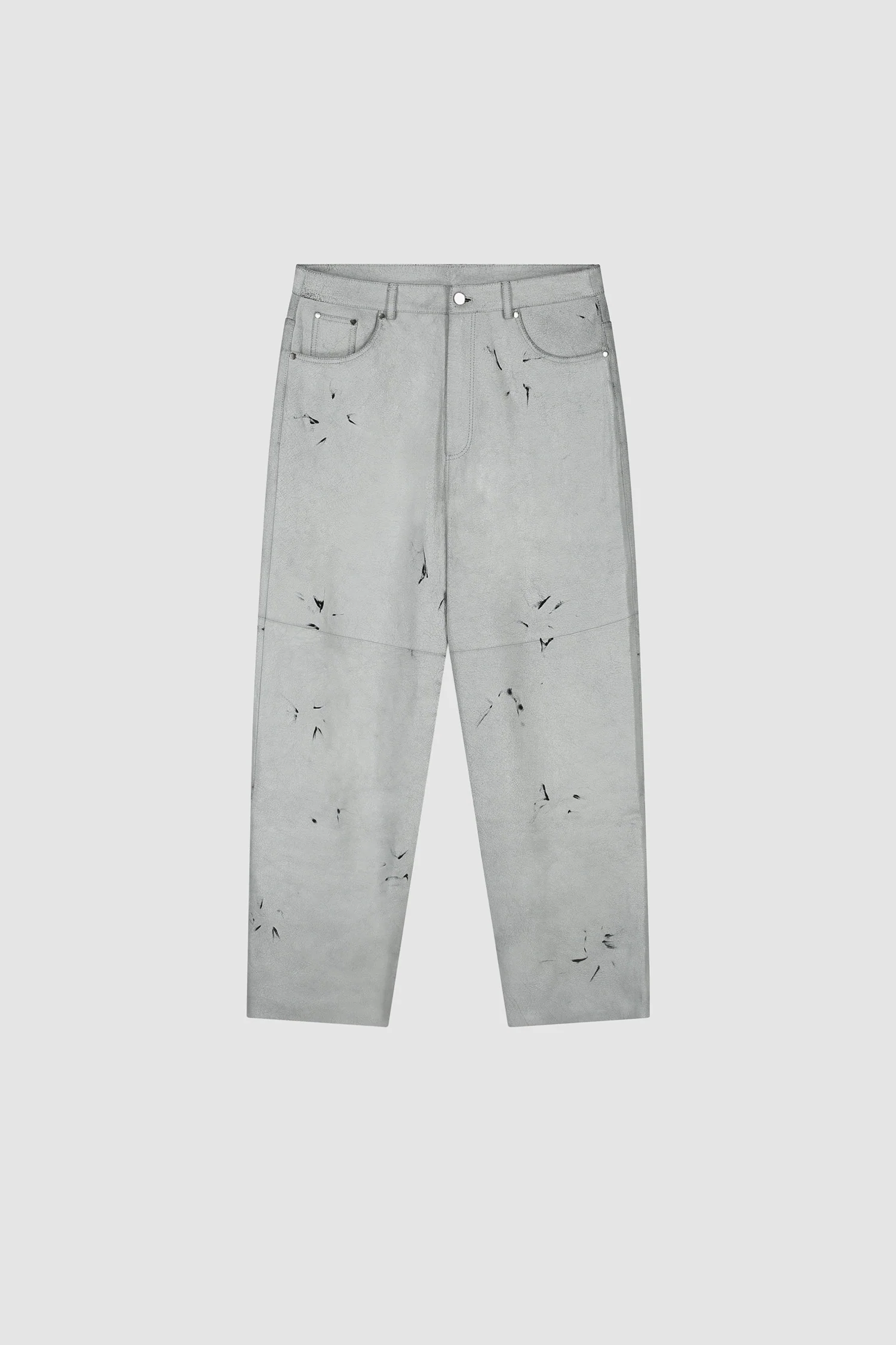 Pantalon en cuir craquelé - Blanc - Image 9