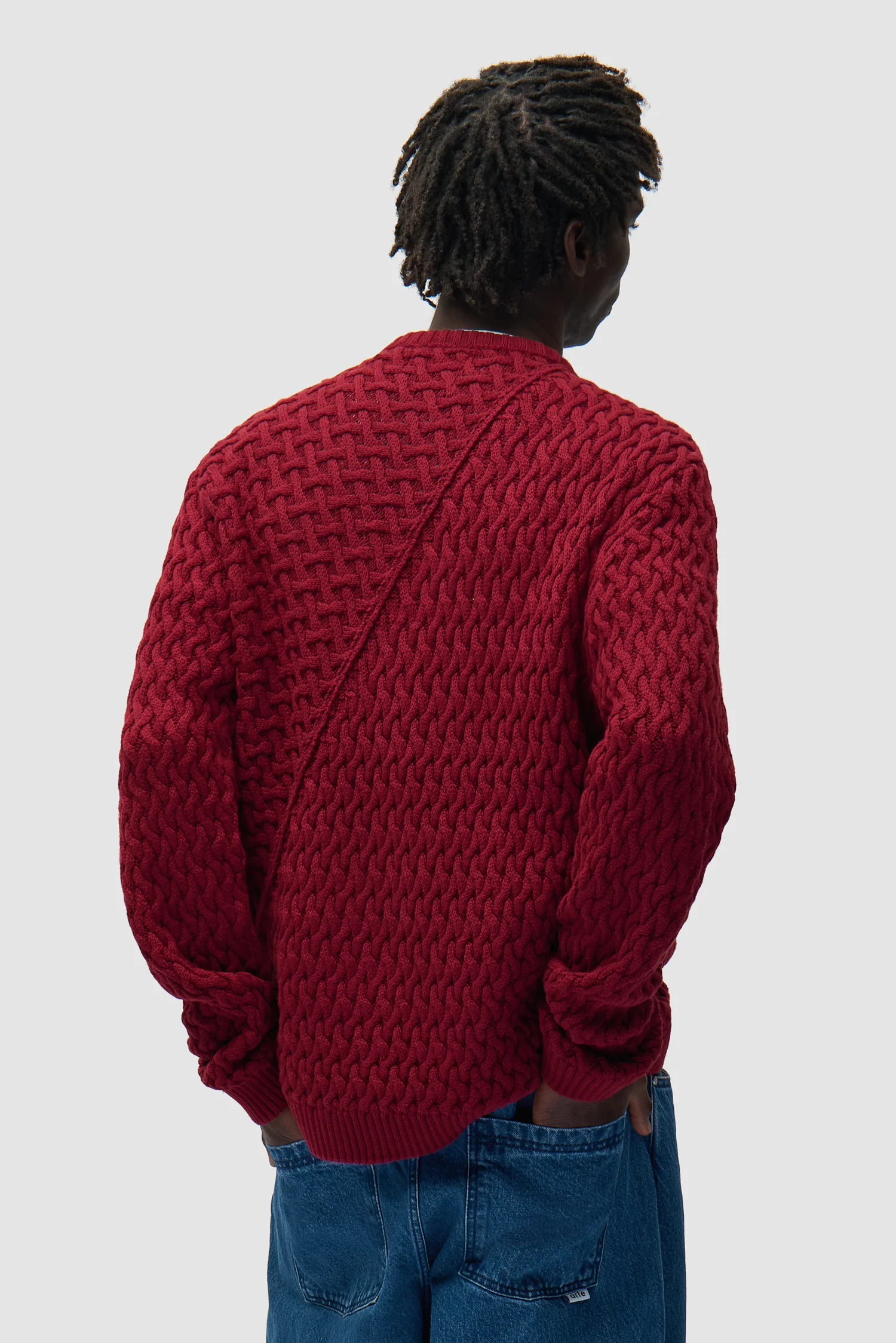 Pull à logo déformé - Bordeaux - Image 3