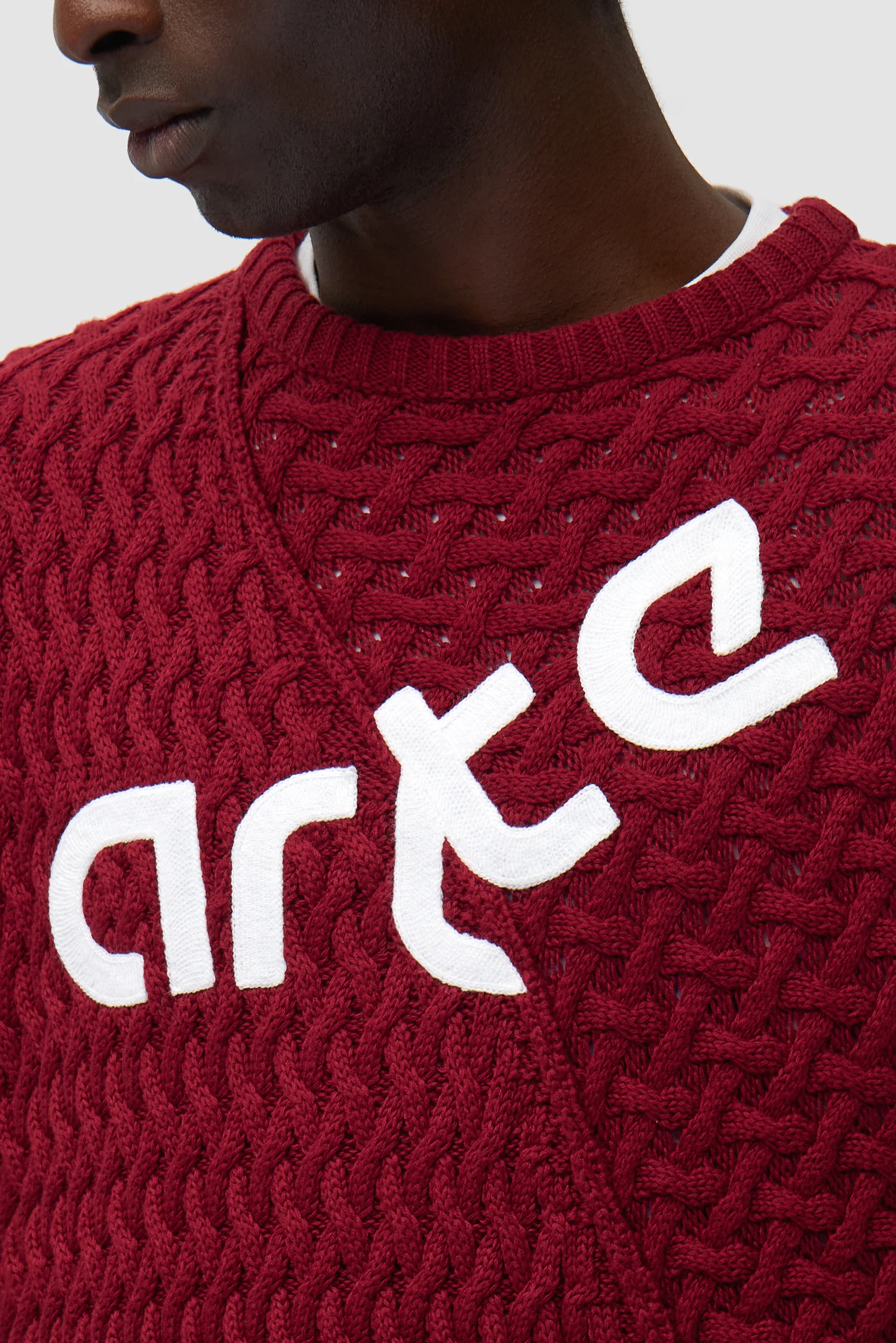 Pull à logo déformé - Bordeaux - Image 8