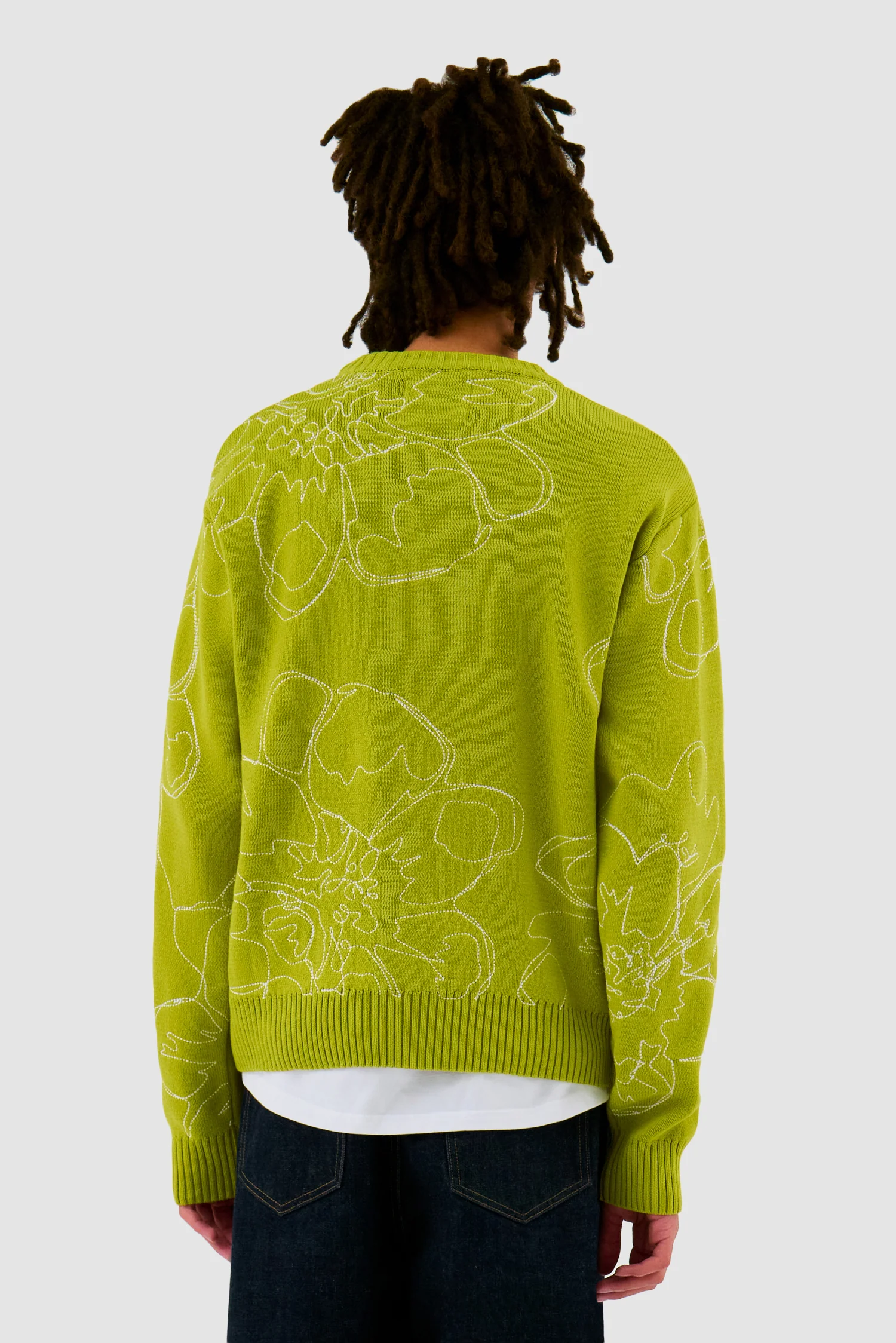 Tricot à fleurs brodées - Vert clair - Image 3