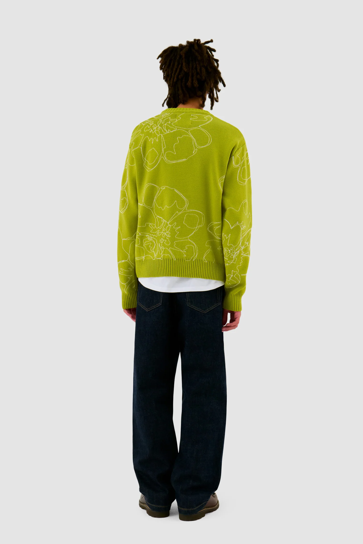 Tricot à fleurs brodées - Vert clair - Image 6