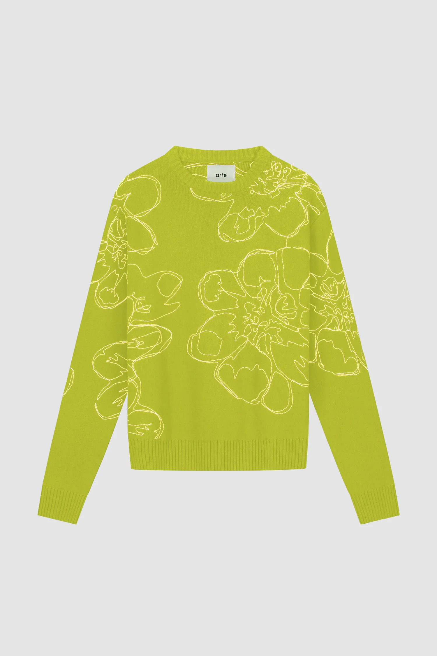 Tricot à fleurs brodées - Vert clair - Image 8