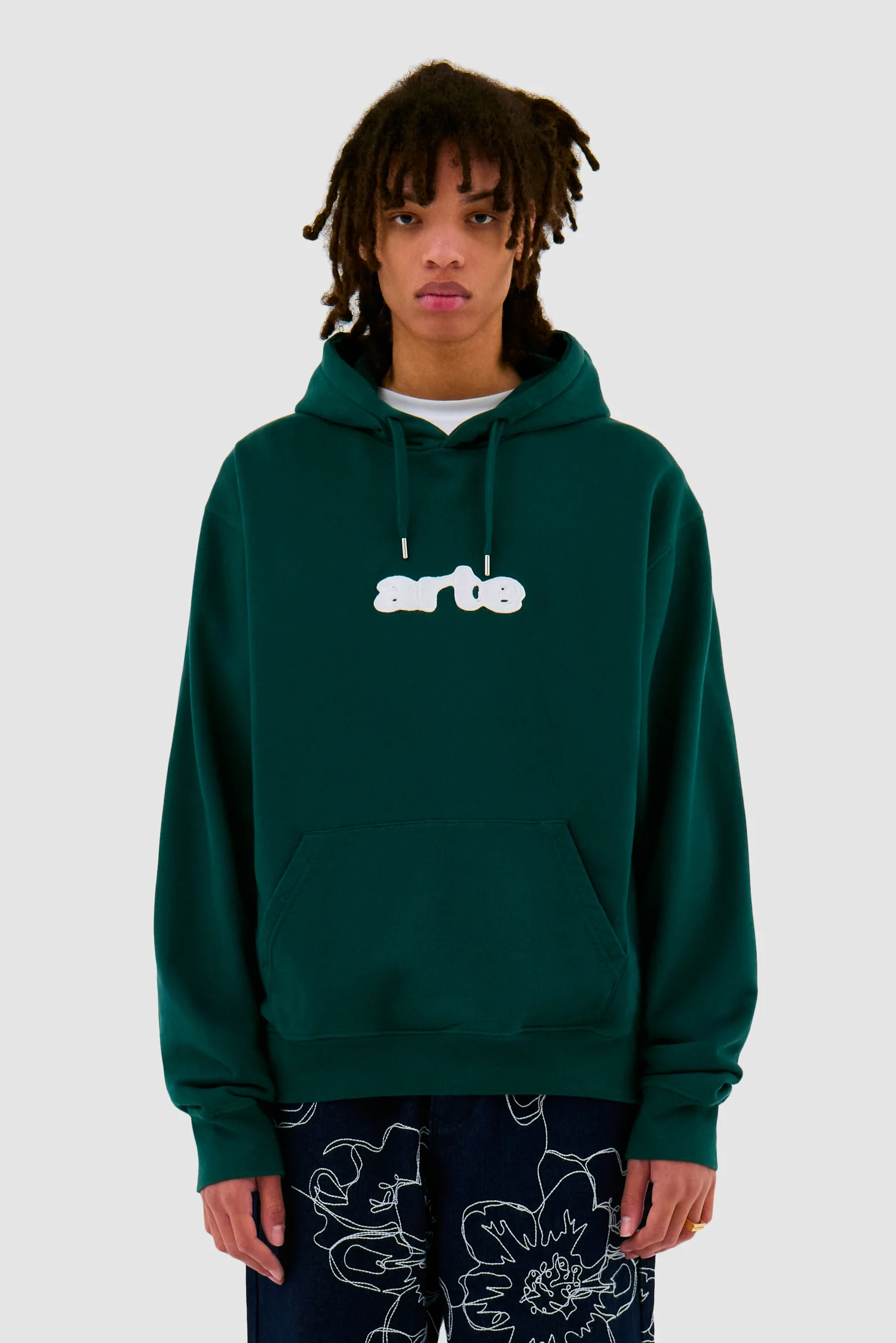 Sweat à capuche avec logo brodé - Vert - Image 2