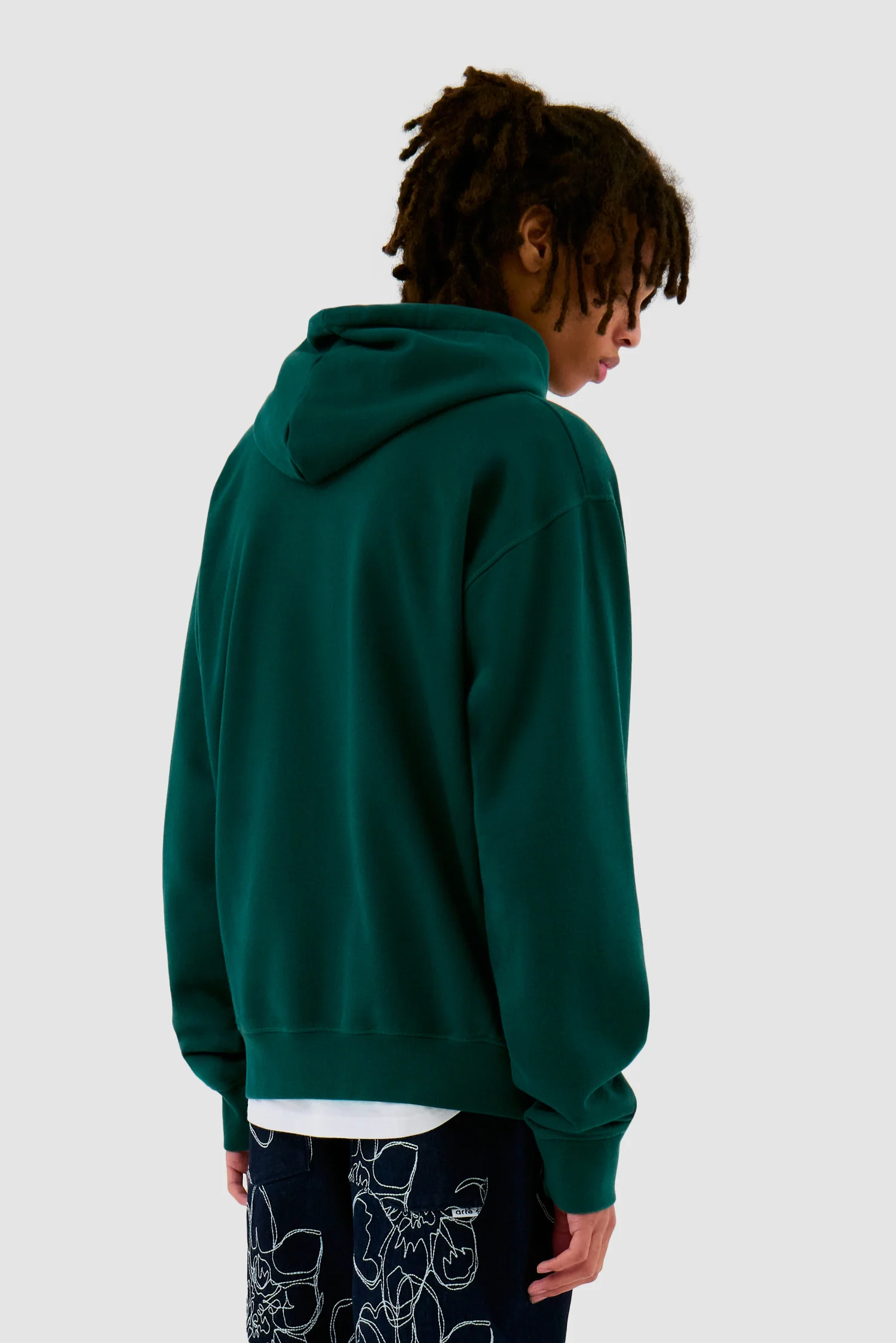 Sweat à capuche avec logo brodé - Vert - Image 3
