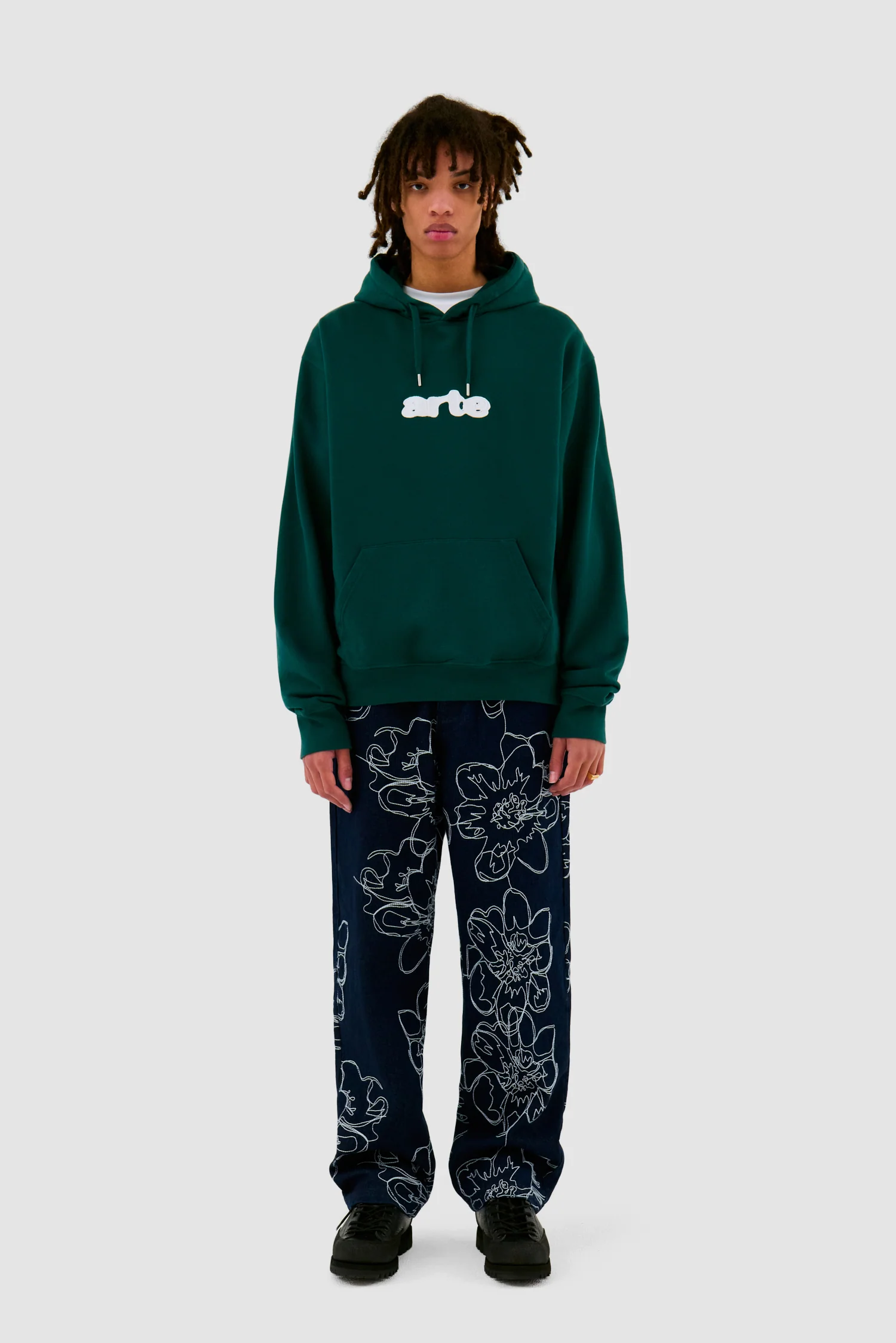 Sweat à capuche avec logo brodé - Vert - Image 4