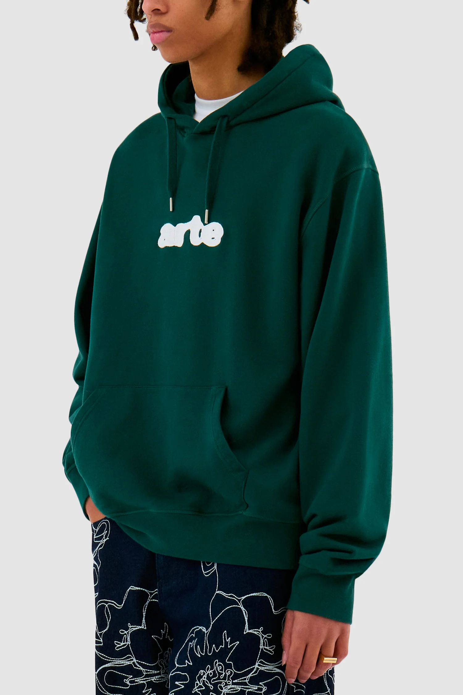 Sweat à capuche avec logo brodé - Vert - Image 7