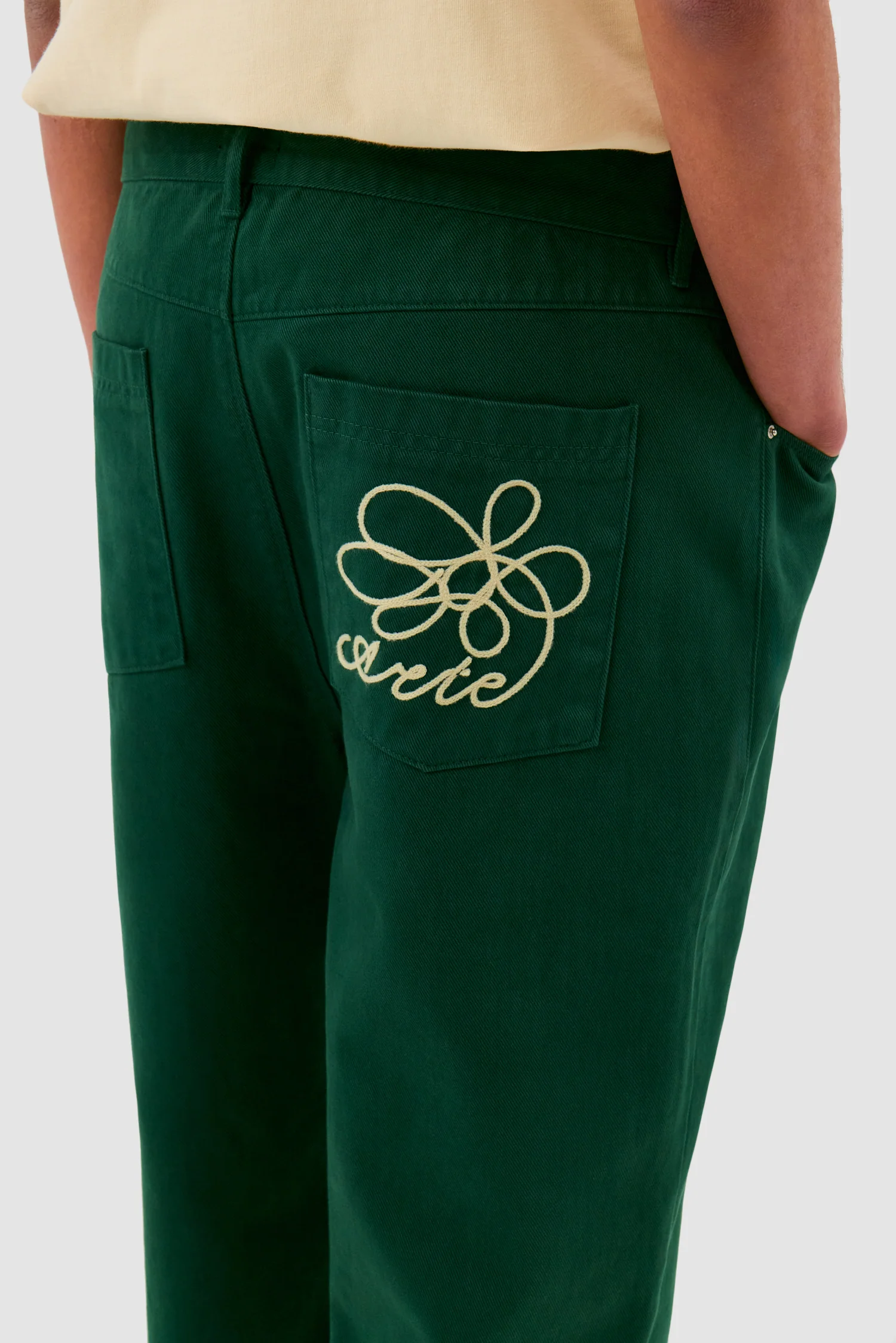 Pantalon à poches brodées - Vert - Image 8