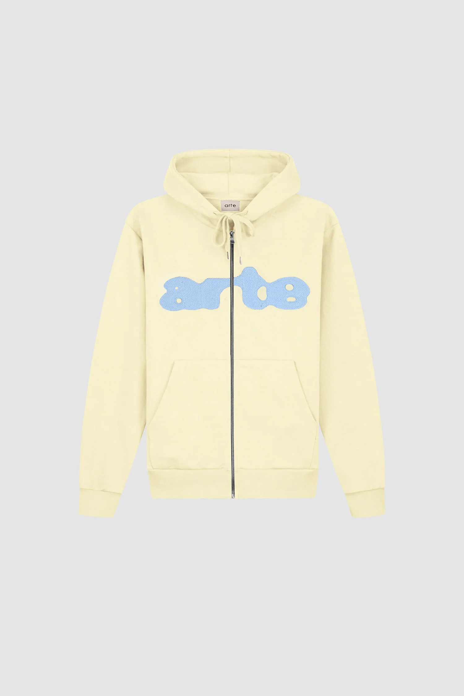 Sweat à capuche zippé brodé - Crème - Image 8