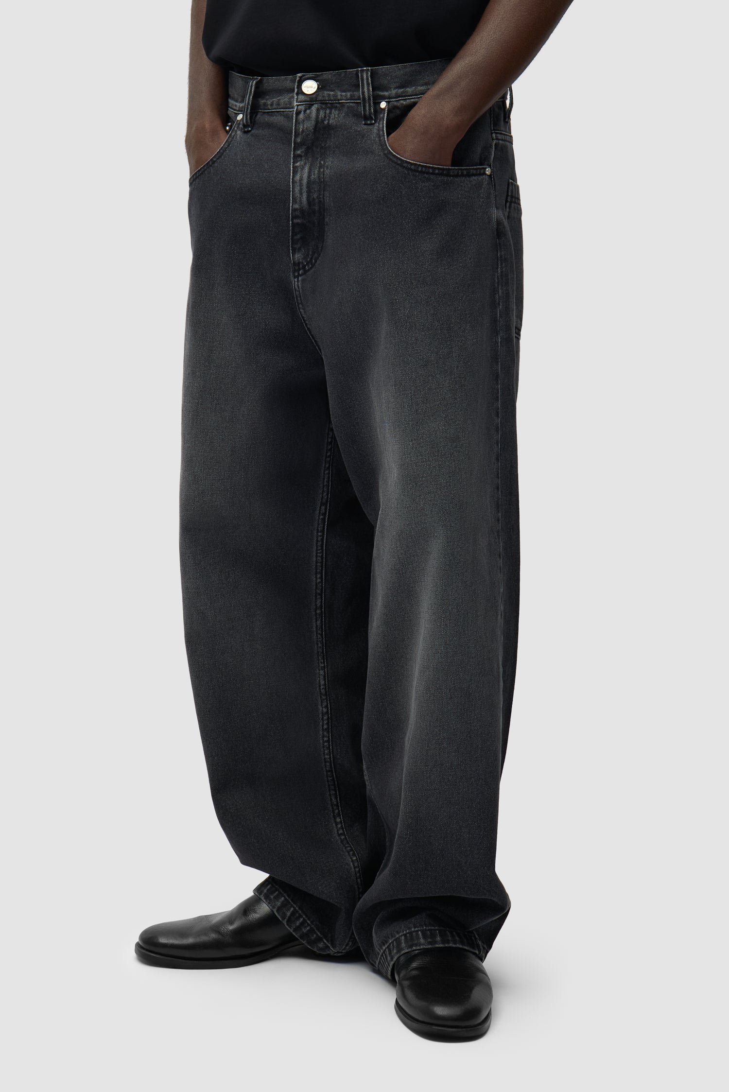 Pantalon baggy délavé - Noir - Image 3
