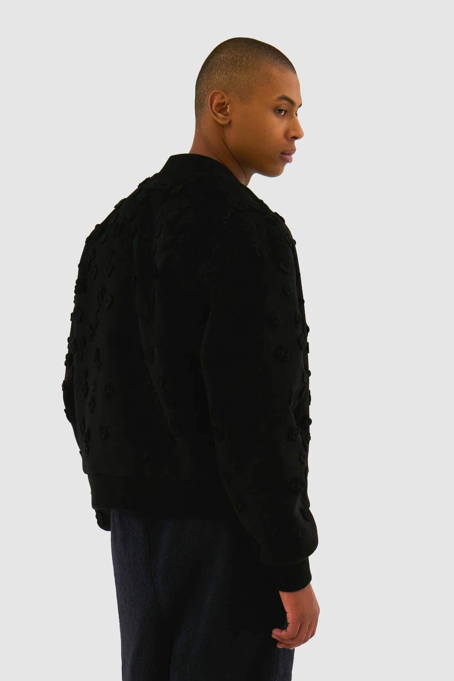 Blouson bombardier à fleurs - Noir - Image 3