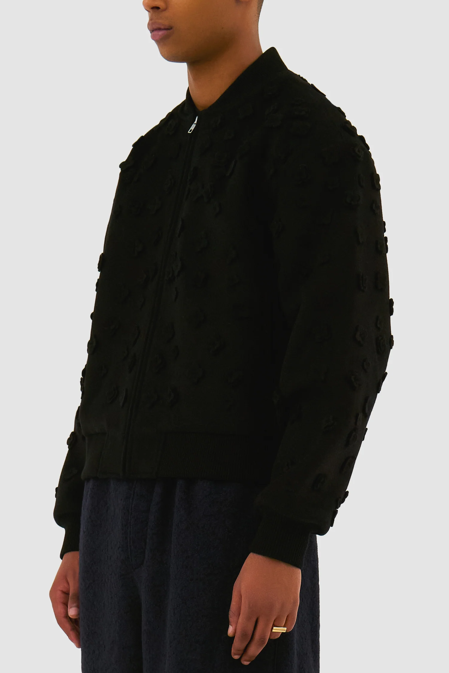 Blouson bombardier à fleurs - Noir - Image 7