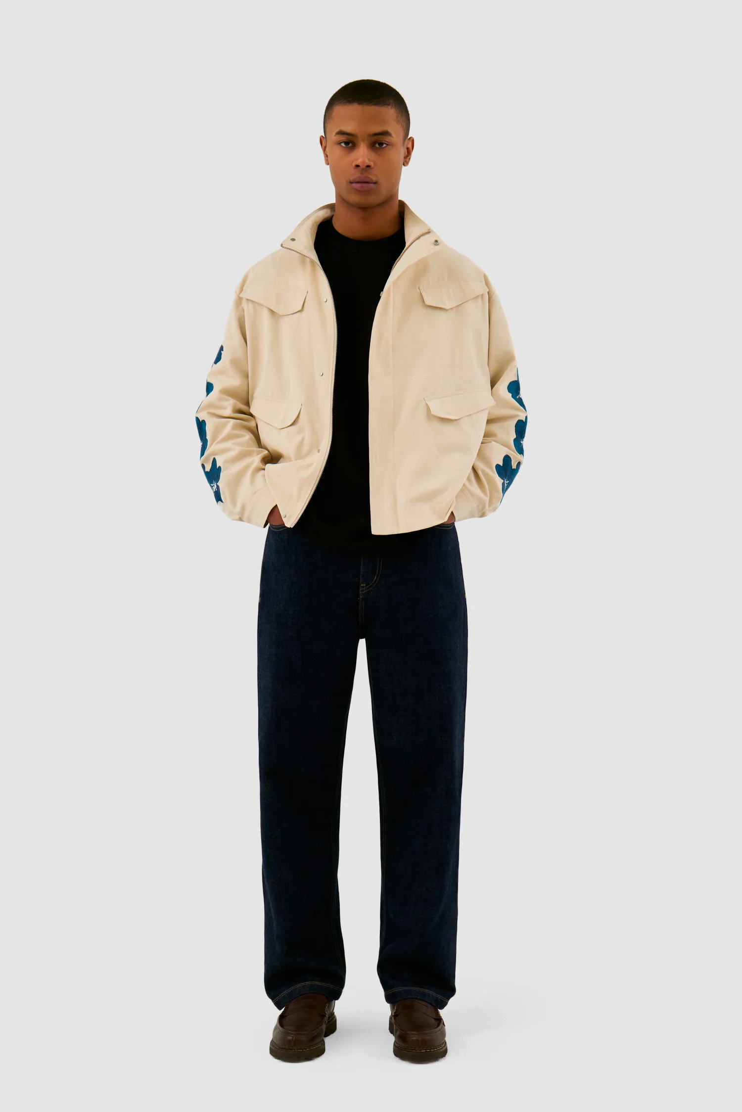 Veste brodée de fleurs - Crème - Image 4