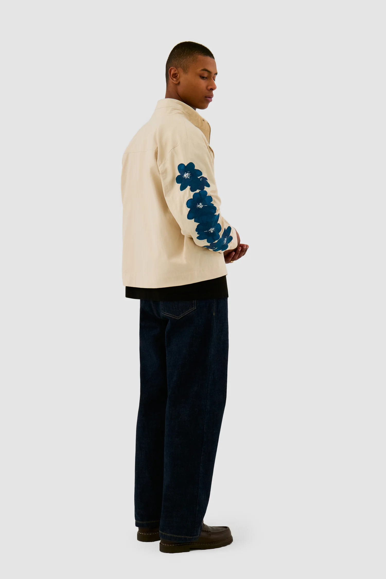 Veste brodée de fleurs - Crème - Image 5