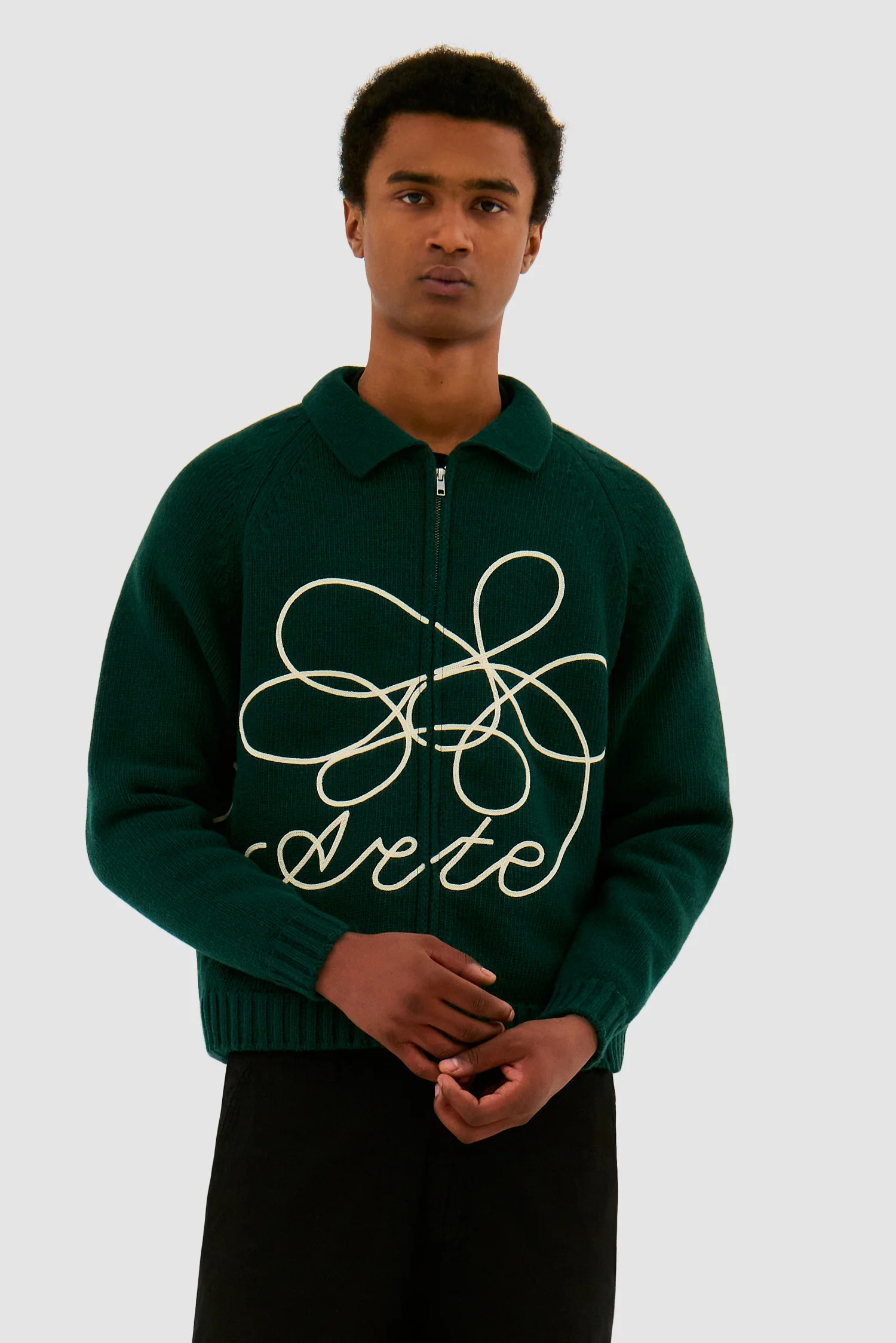 Tricot avec logo fleuri - Vert - Image 2