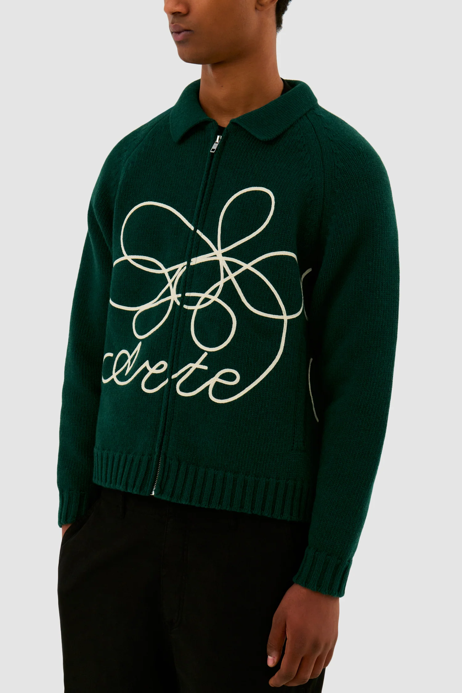 Tricot avec logo fleuri - Vert - Image 7