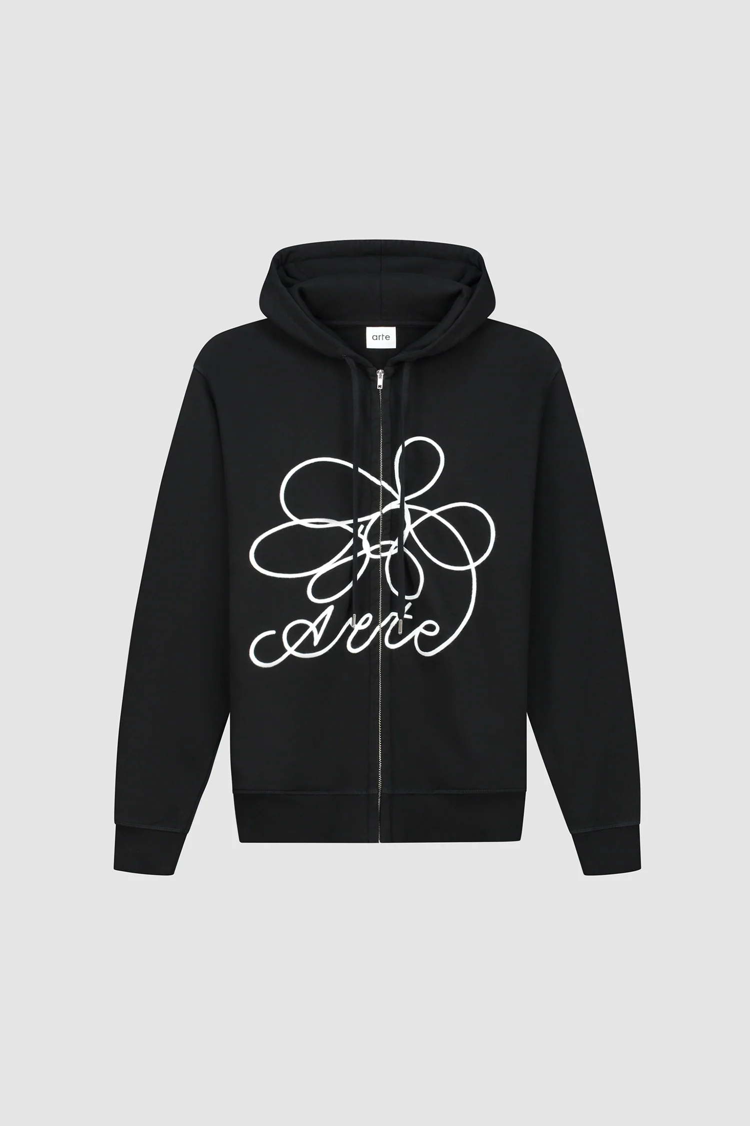 Sweat à capuche zippé avec logo fleuri - Noir - Image 8