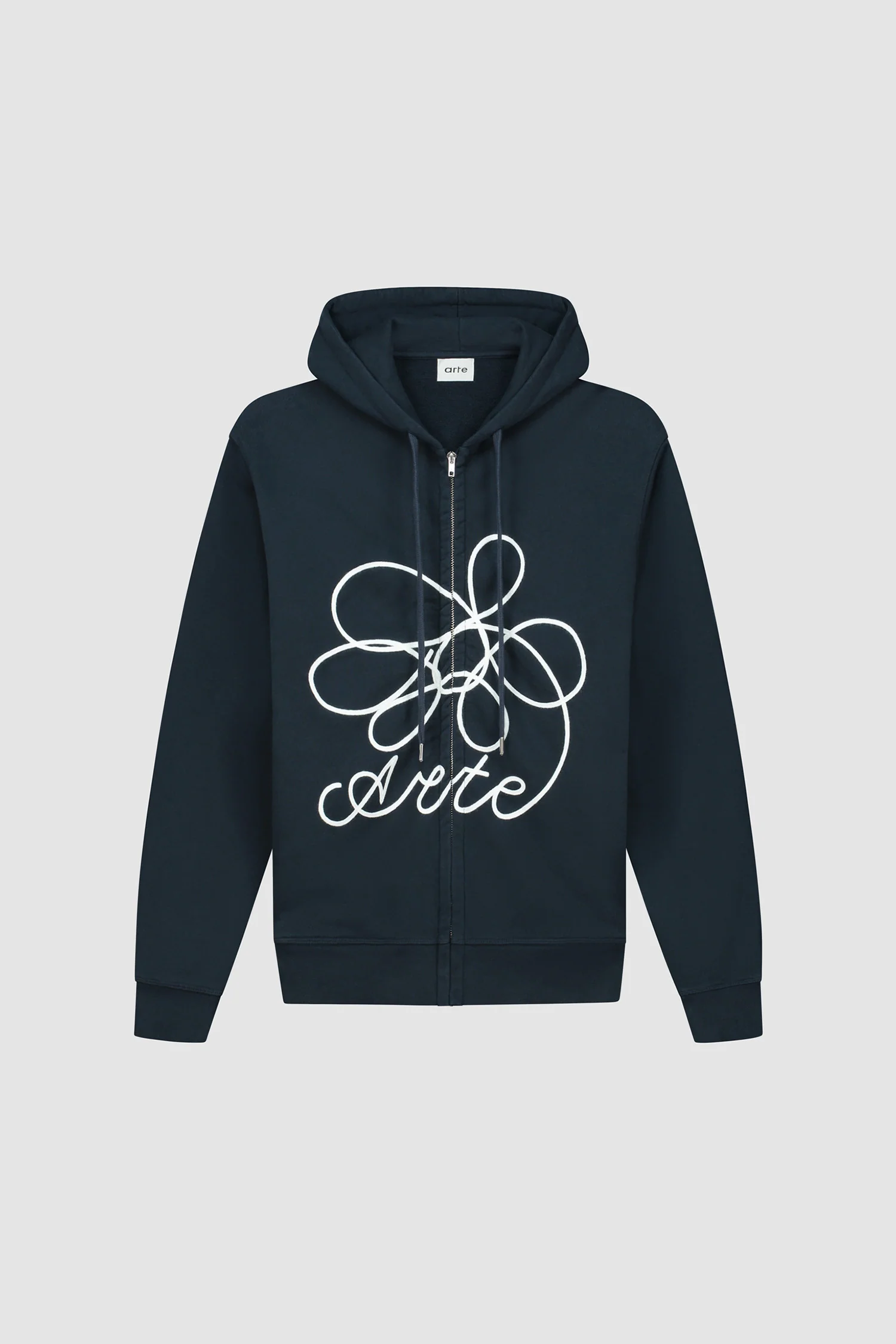 Sweat à capuche zippé avec logo fleuri - Marine - Image 8