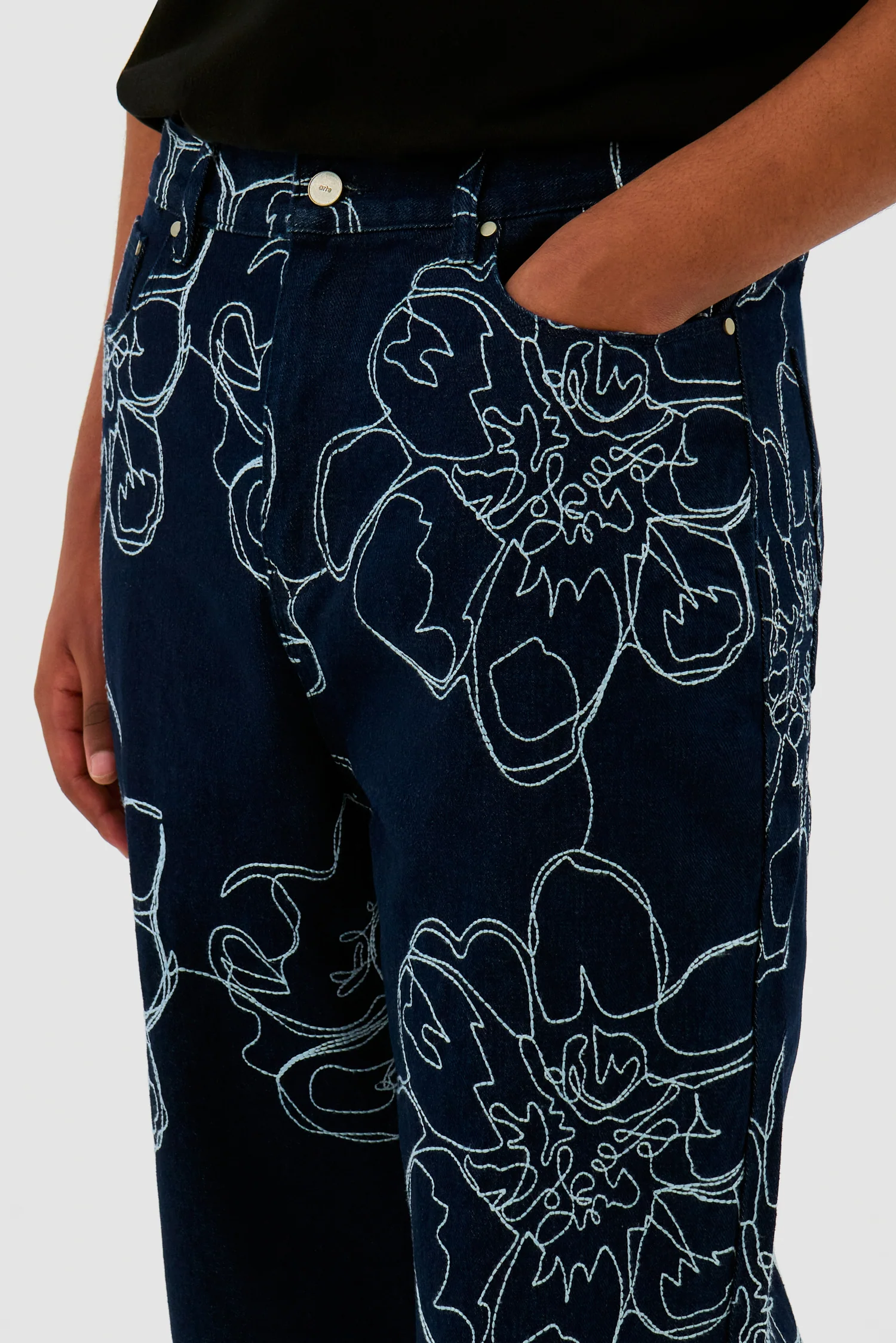 Pantalon à points de fleurs - Marine - Image 8