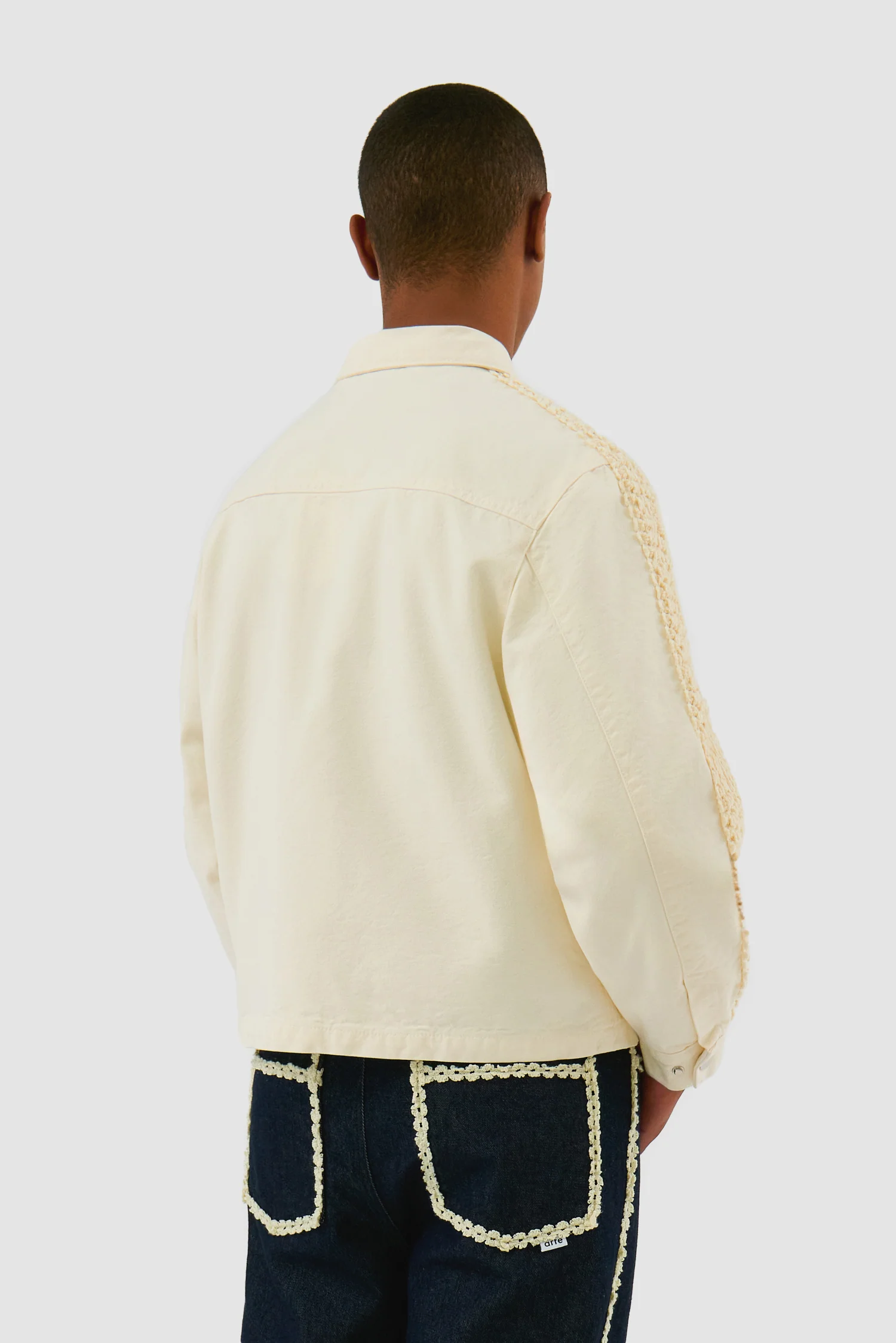 Veste à bandes fleuries - Crème - Image 3