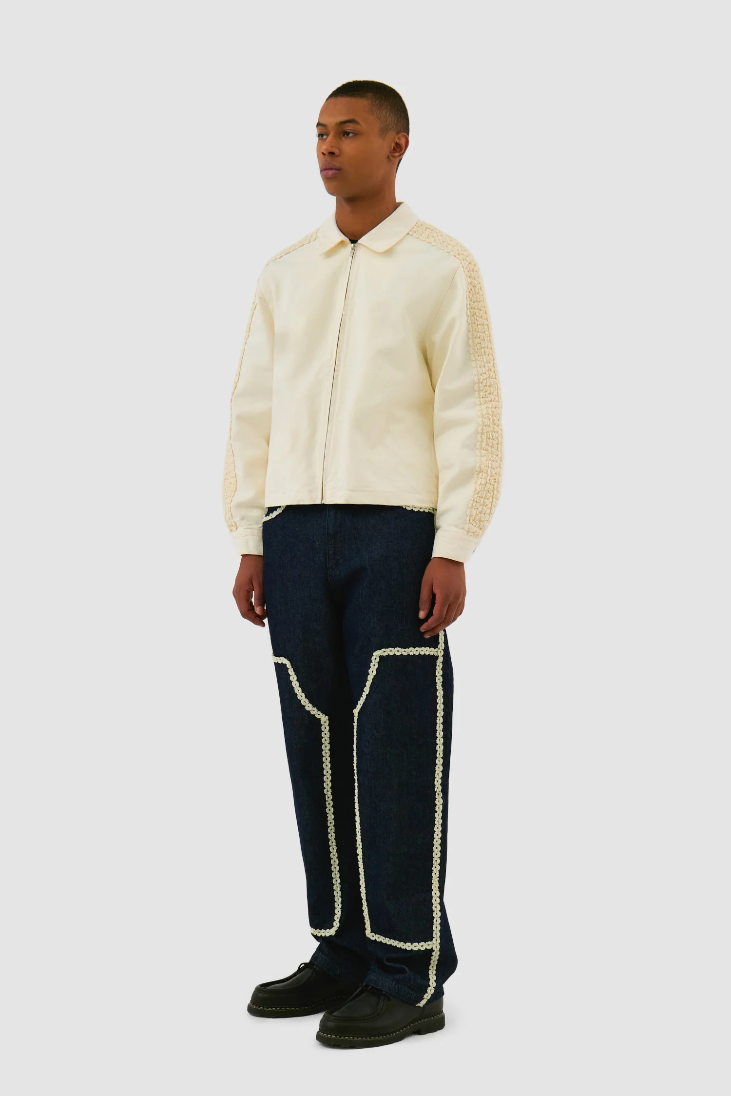 Veste à bandes fleuries - Crème - Image 5