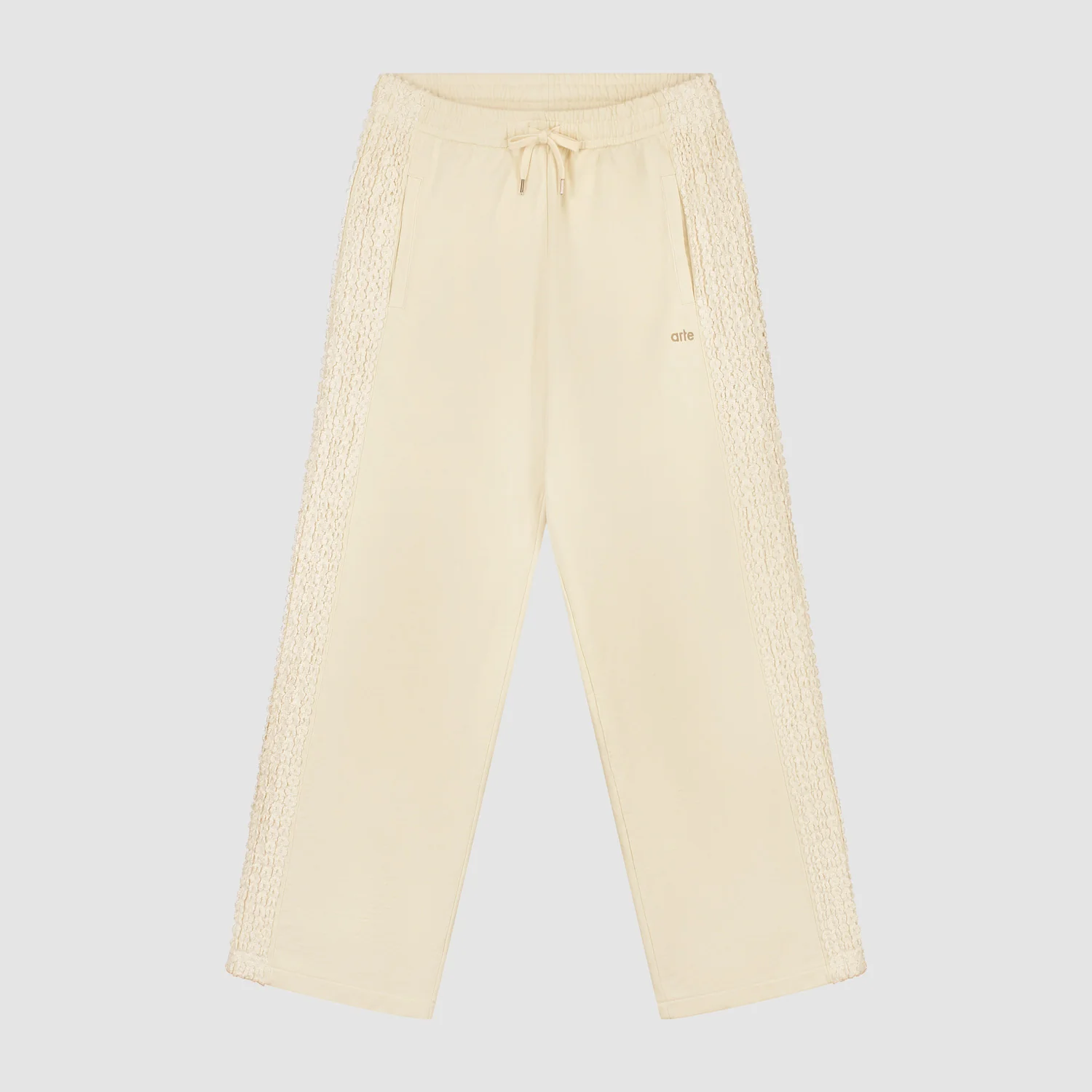Pantalon à bandes fleuries - Crème