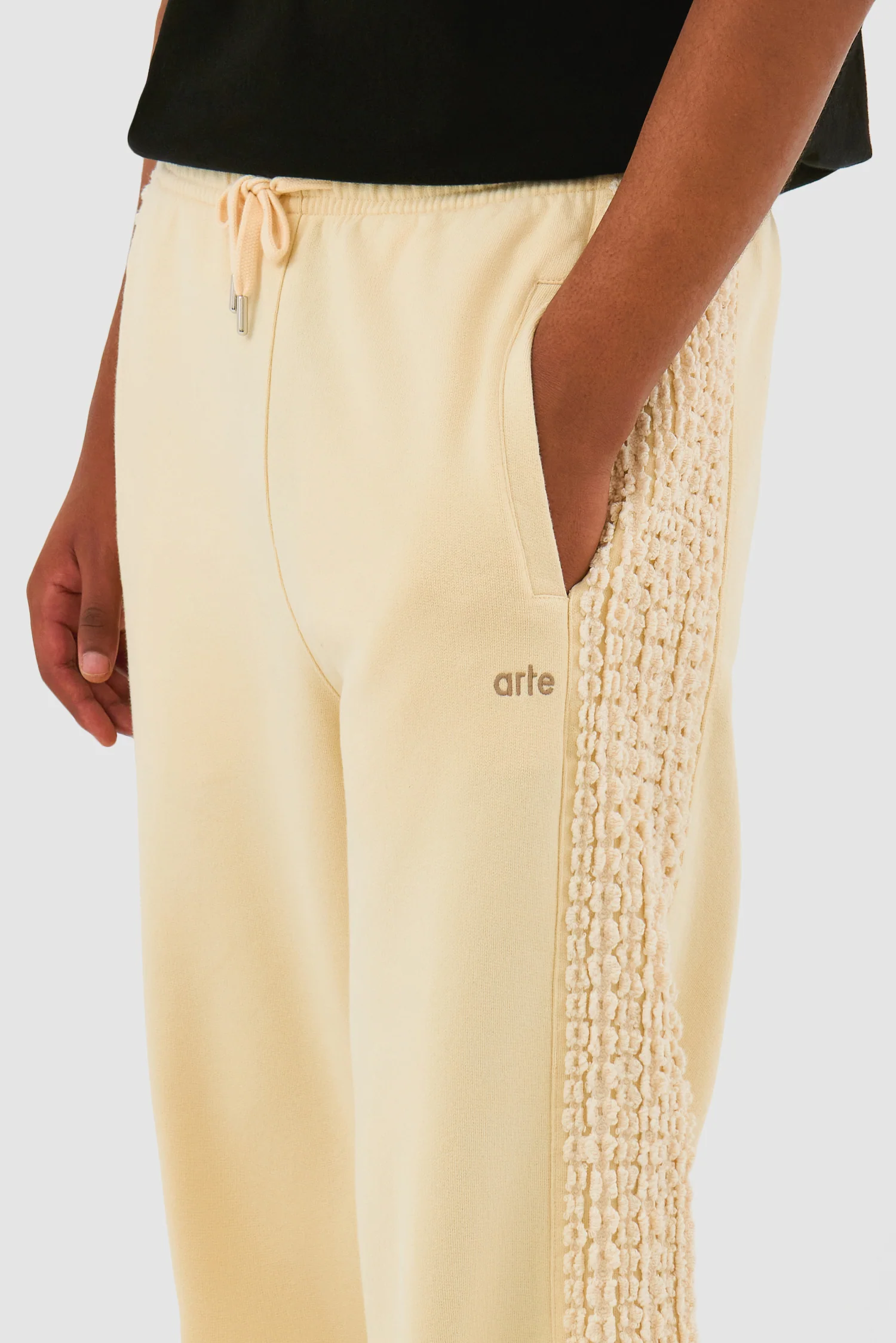 Pantalon à bandes fleuries - Crème - Image 8