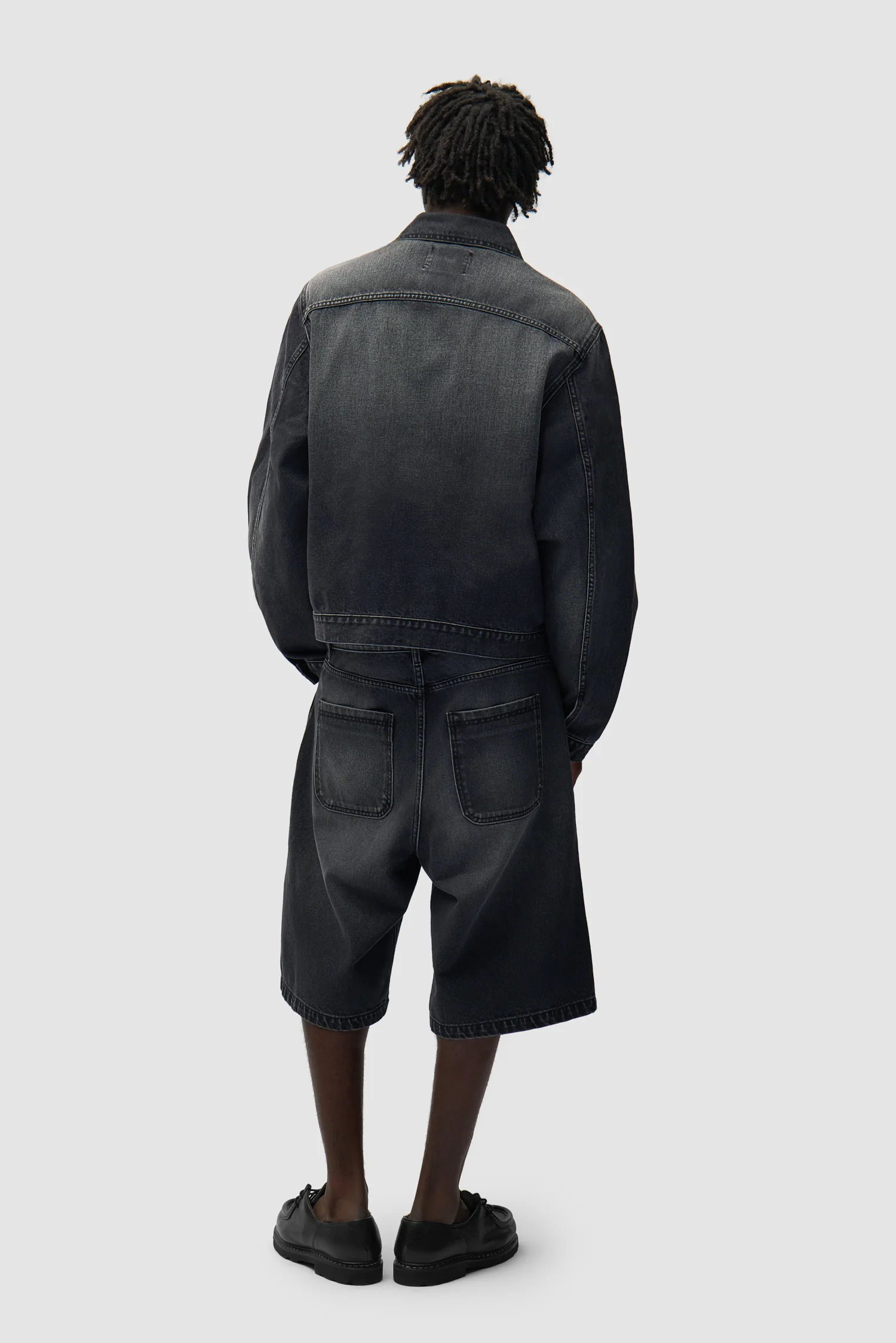 Veste en jean à poches plissées - Noir délavé - Image 6