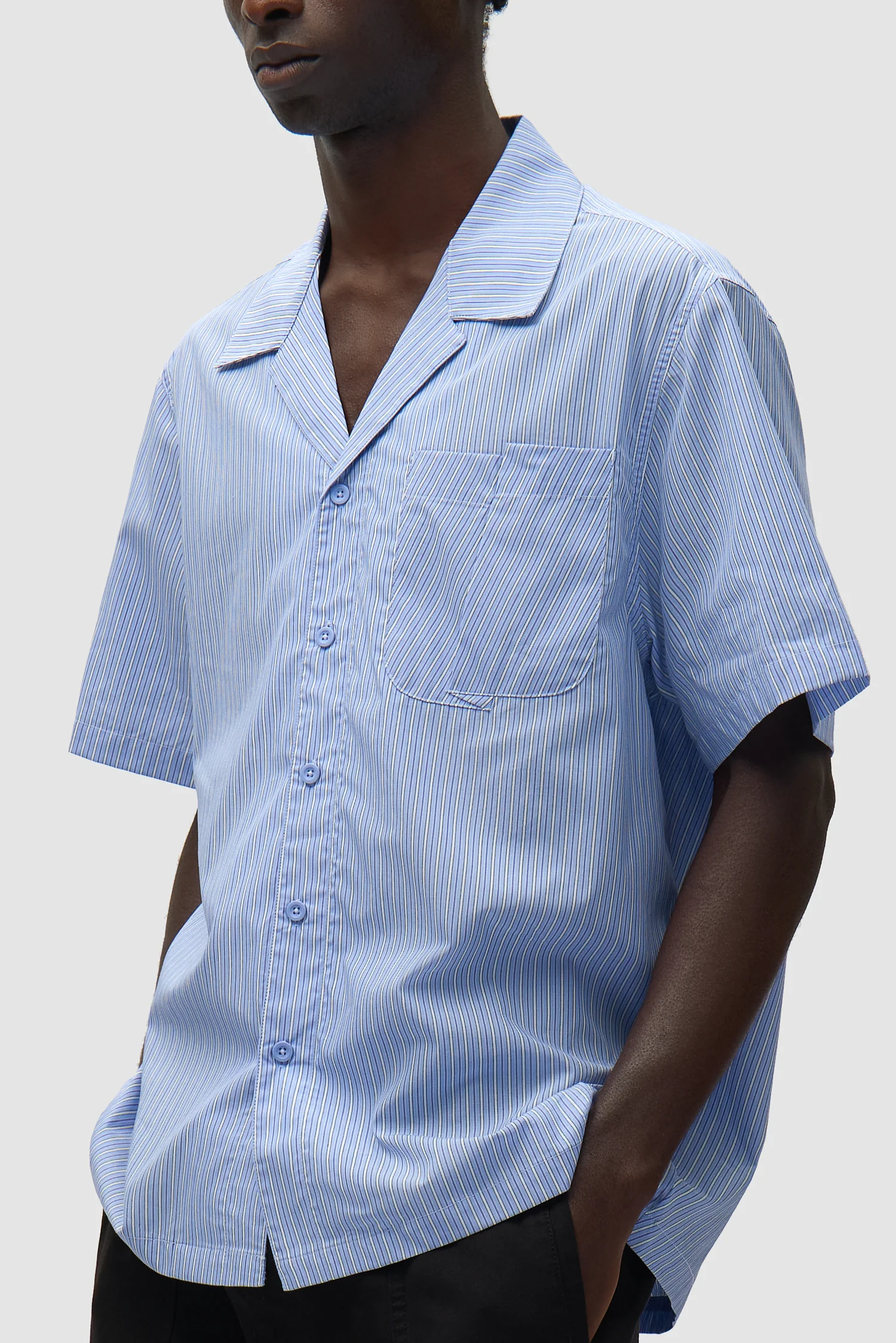 Chemise à poche plissée - Rayée - Image 7