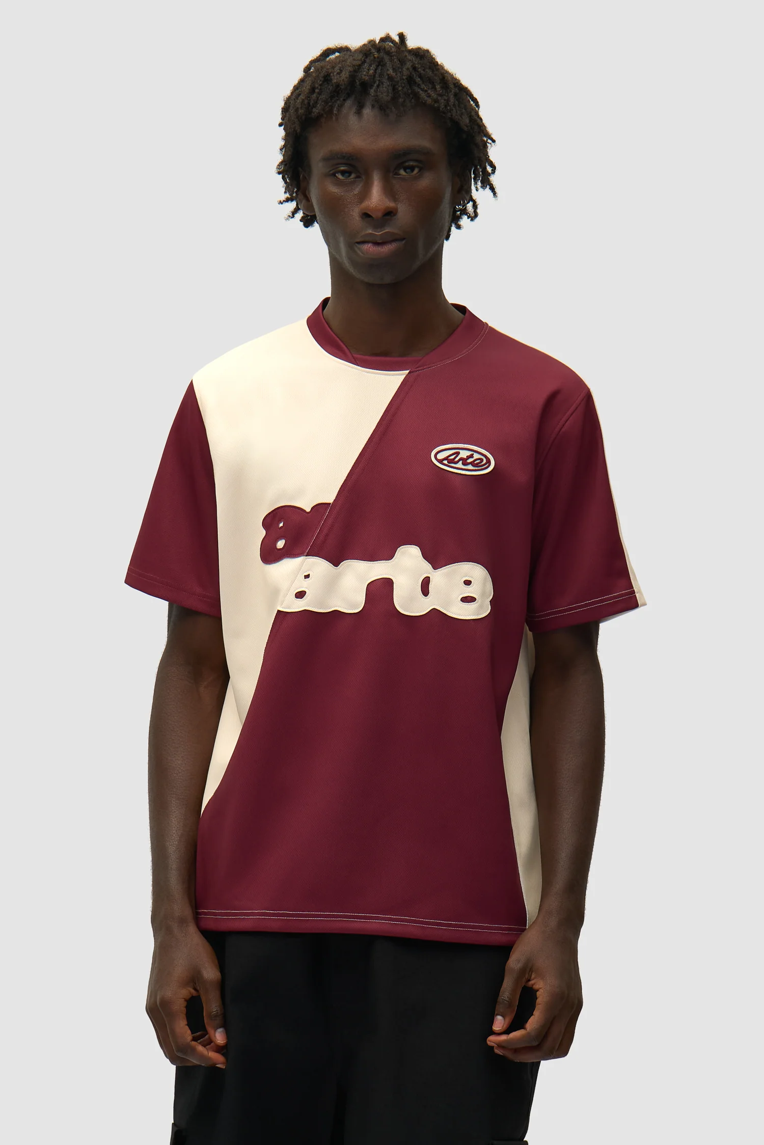 T-shirt de football - Bordeaux/Crème - Image 2