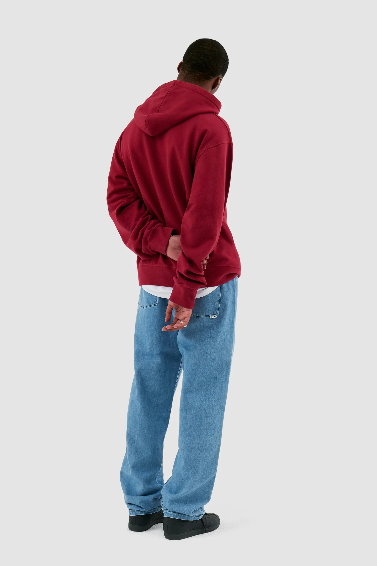 Hank Arte - Sweat à capuche sur le devant - Bordeaux - Image 6