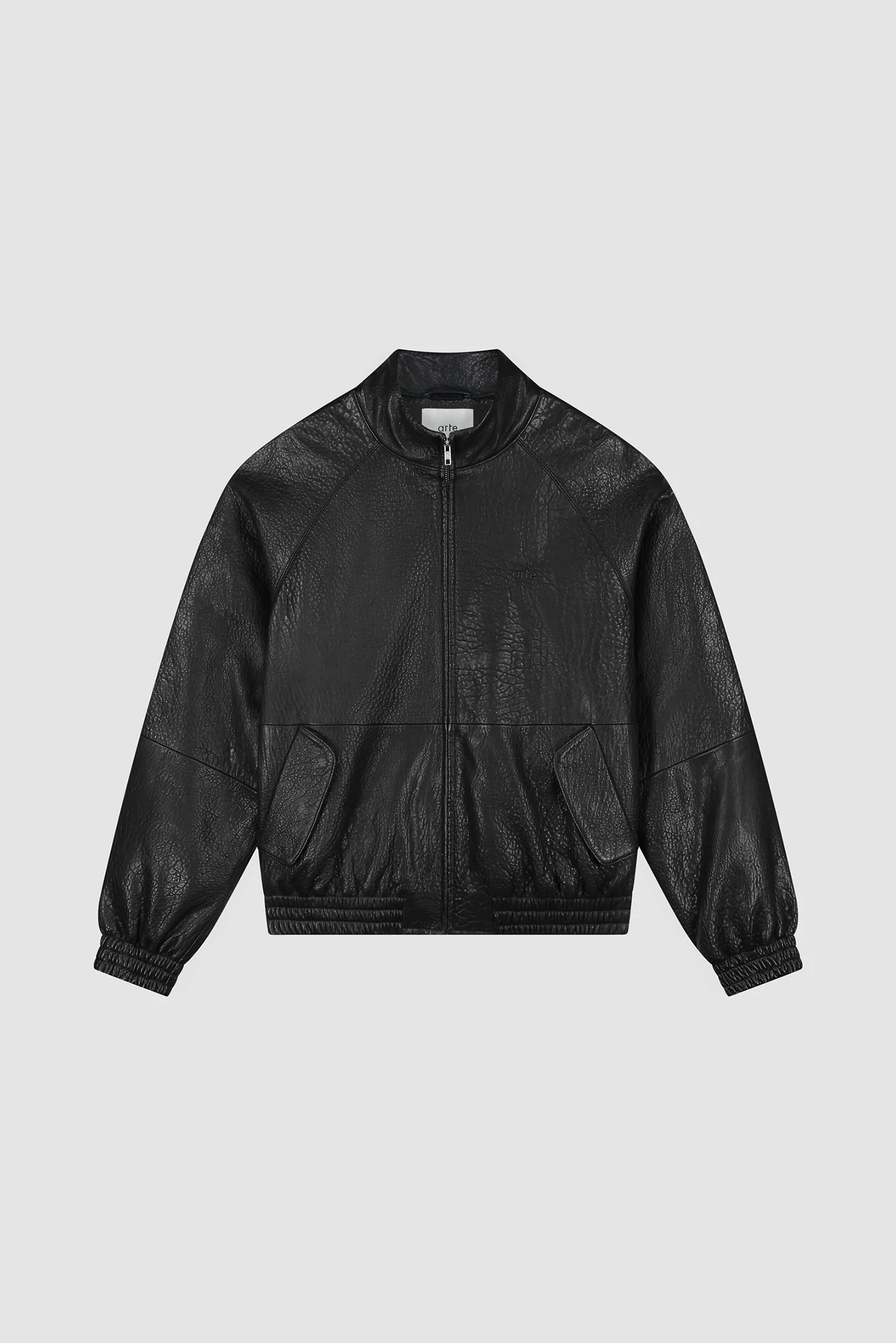 Veste en cuir à col haut - Noir - Image 9