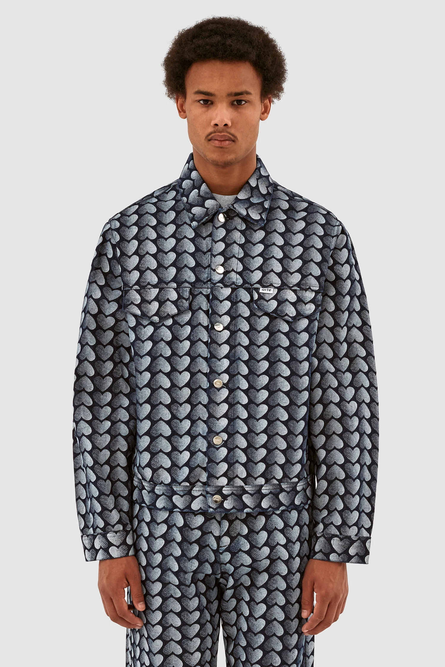 Veste Jean Allover Heart - Denim délavé - Image 2