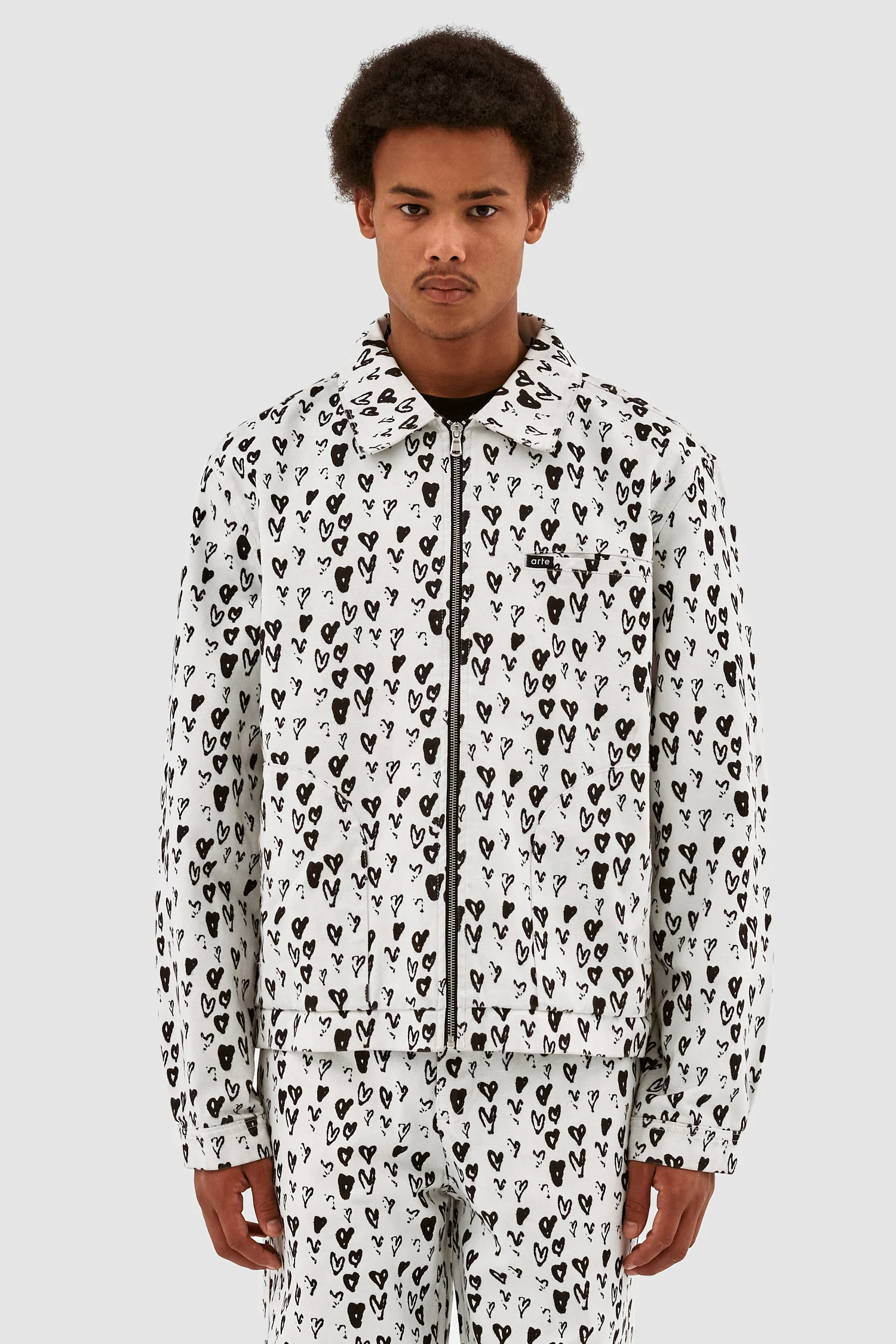 Veste Jean Allover Heart - Blanc/Noir - Image 2