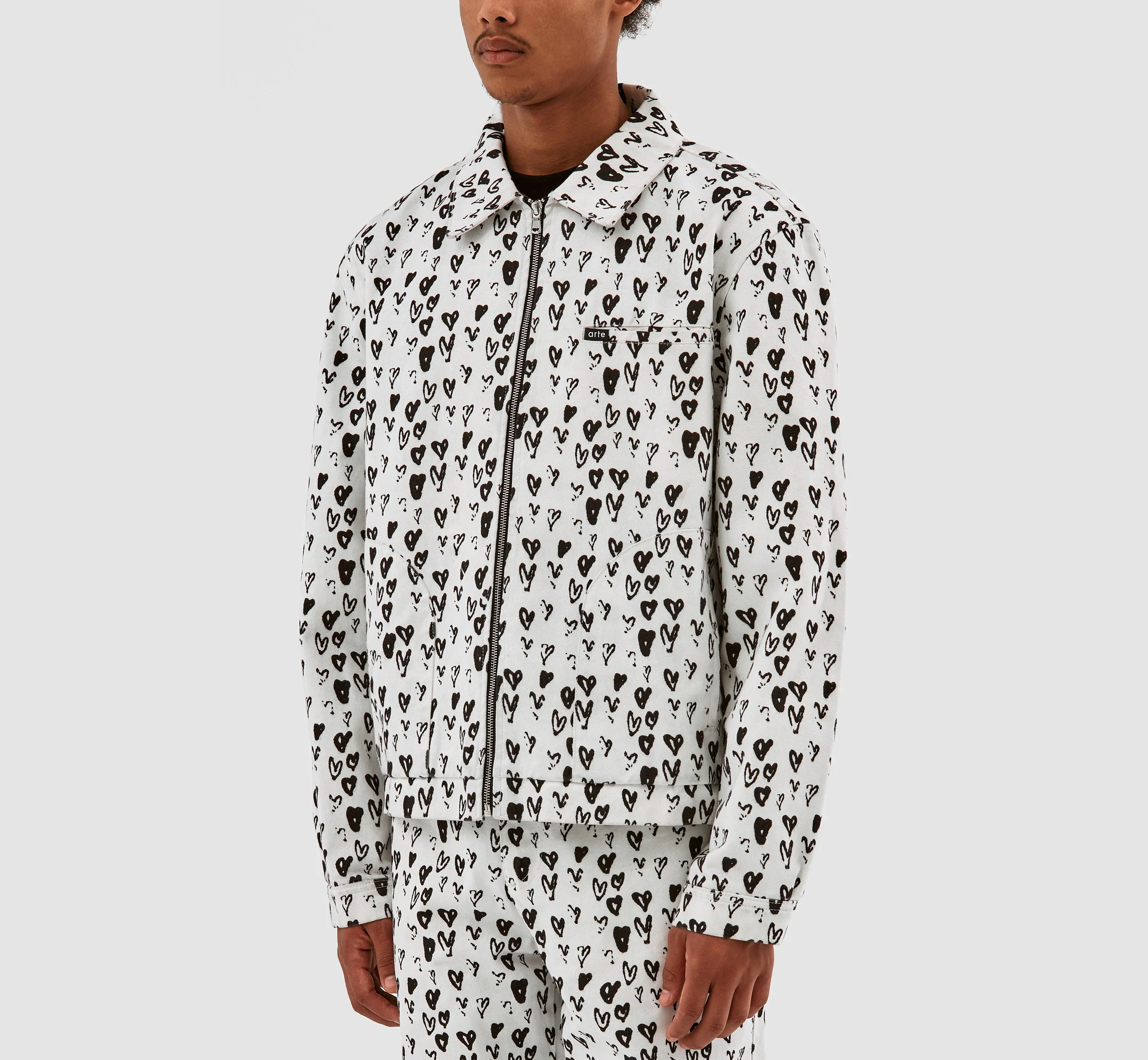 Veste Jean Allover Heart - Blanc/Noir - Image 4