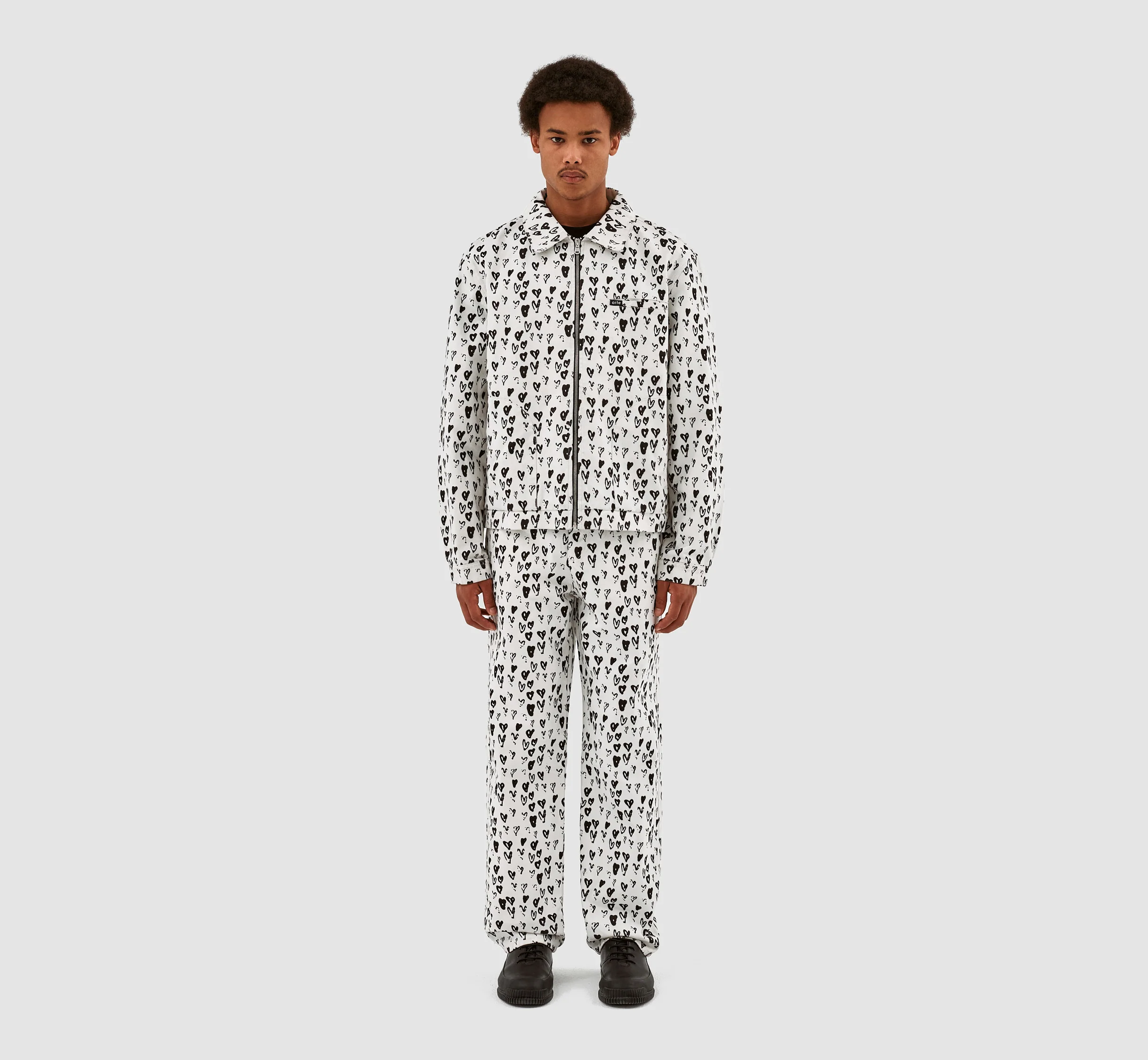 Veste Jean Allover Heart - Blanc/Noir - Image 5
