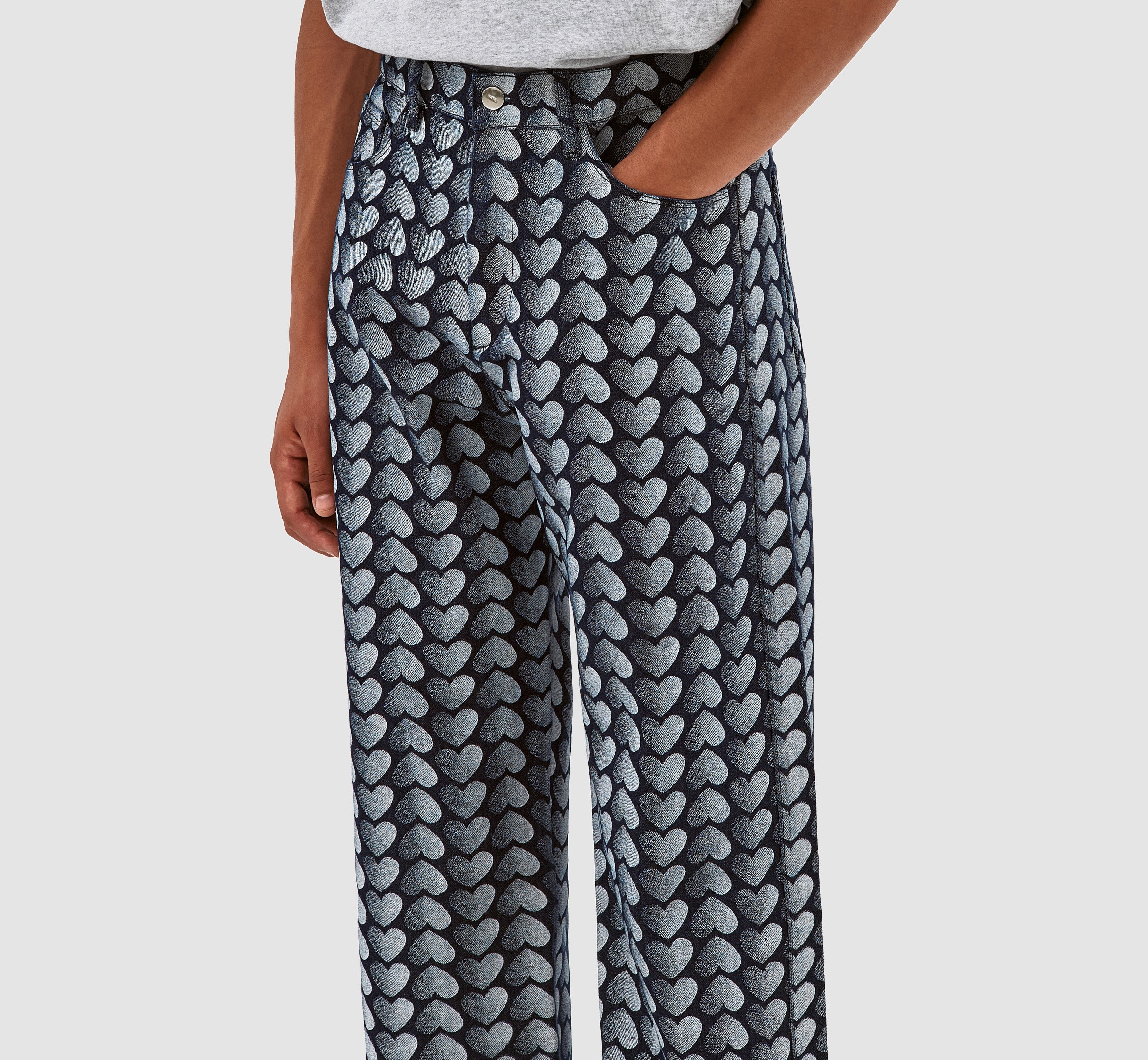 Pantalon Jean Allover Heart - Denim délavé - Image 4