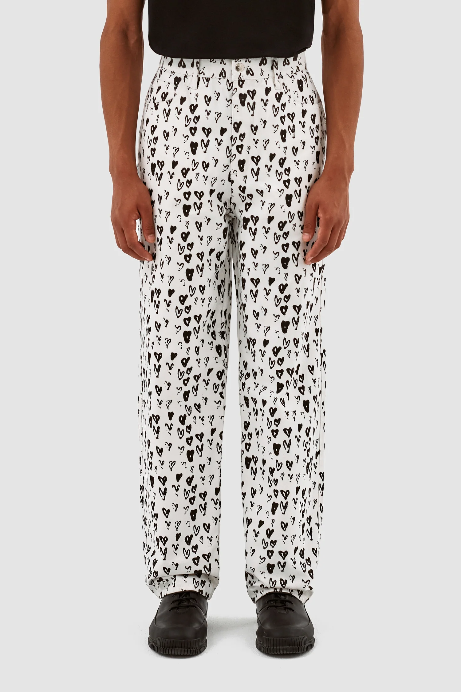 Pantalon Jean Allover Heart - Blanc/Noir - Image 2