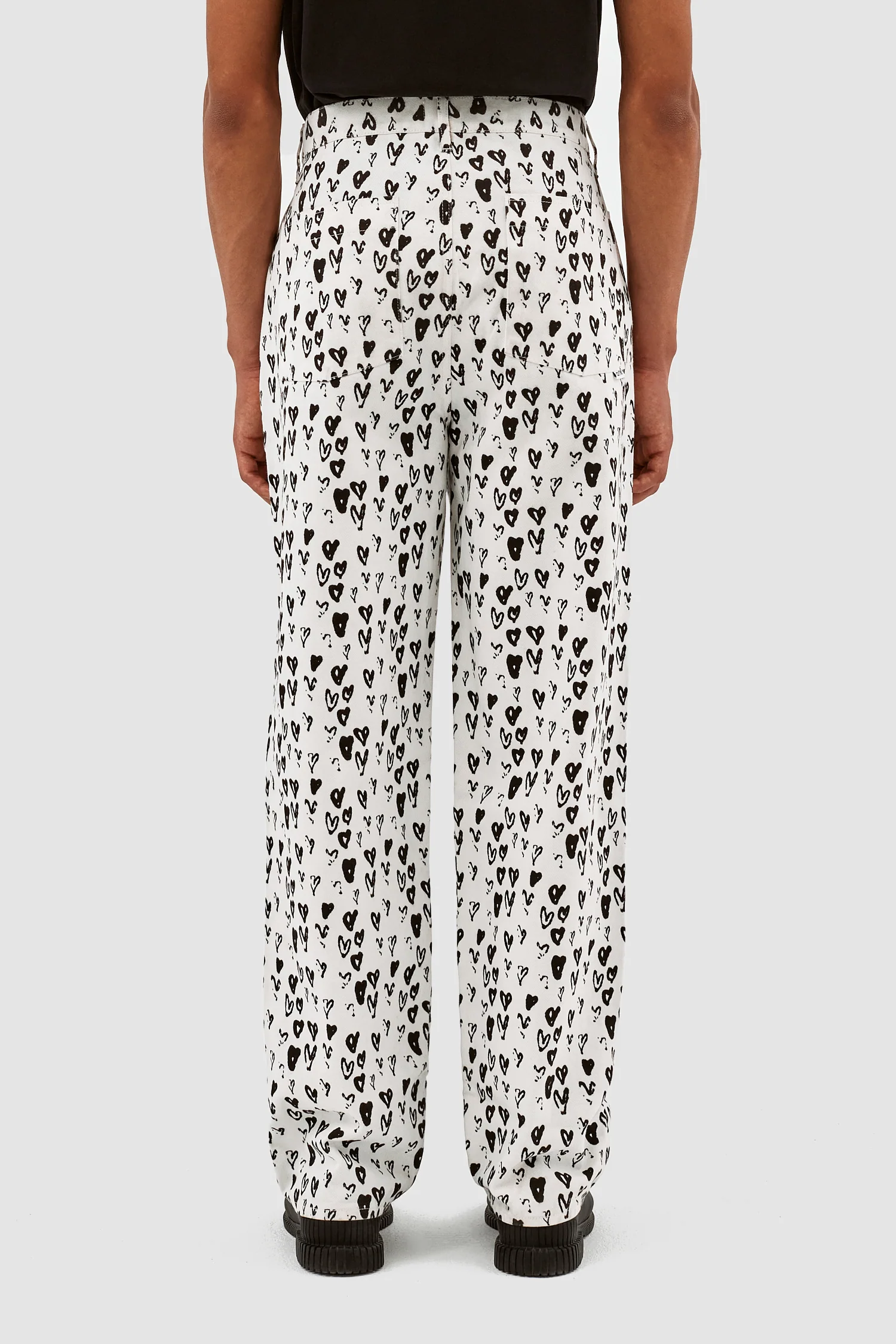 Pantalon Jean Allover Heart - Blanc/Noir - Image 3