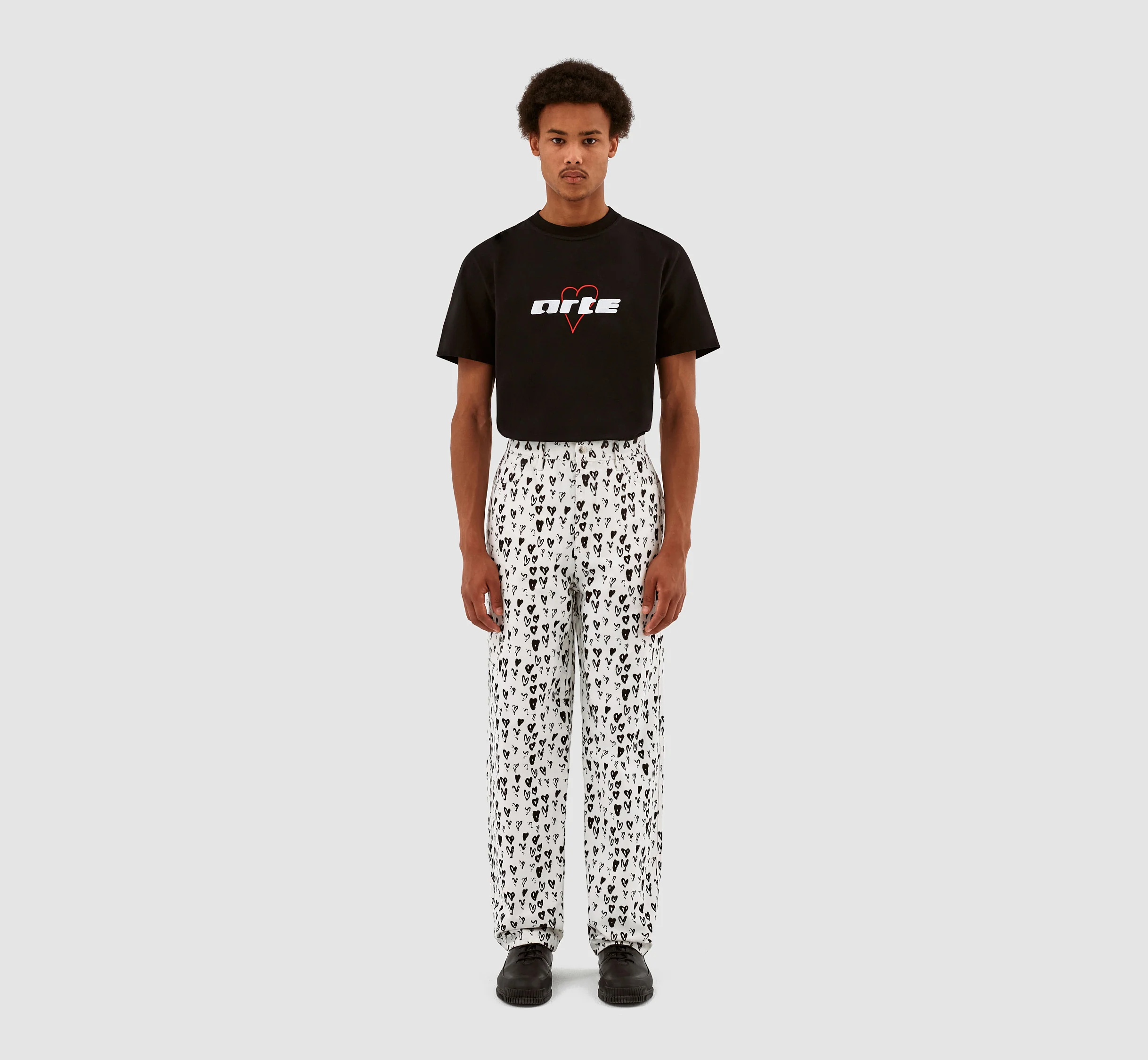 Pantalon Jean Allover Heart - Blanc/Noir - Image 5