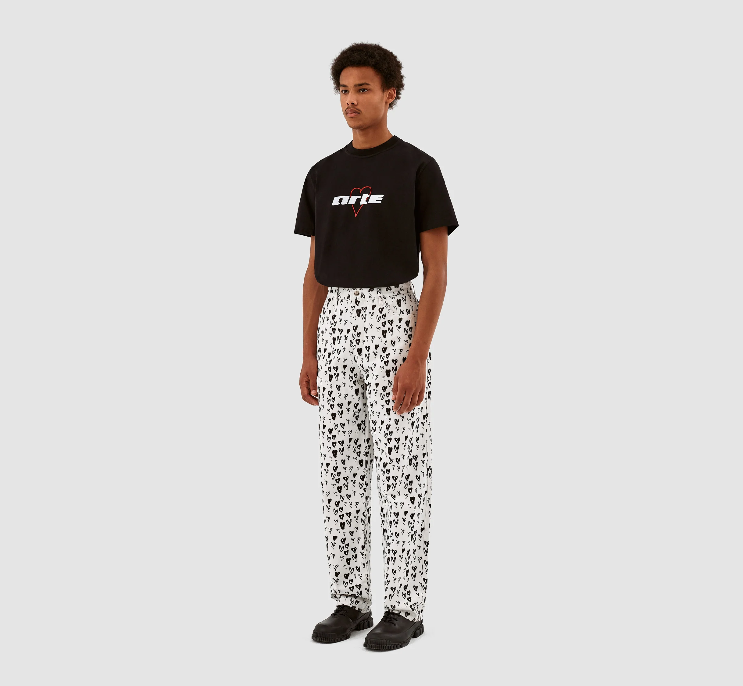 Pantalon Jean Allover Heart - Blanc/Noir - Image 6