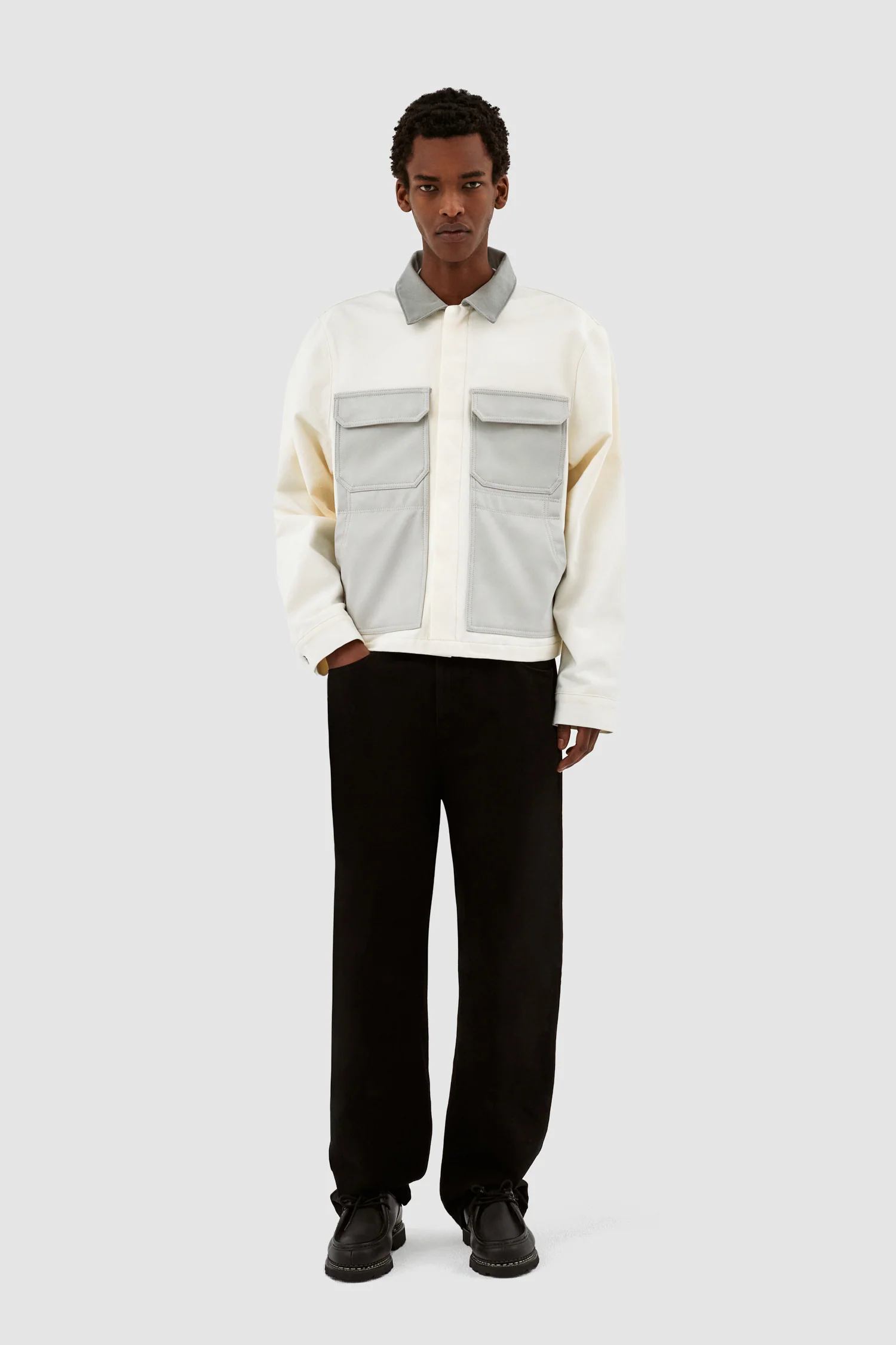 John Contrast Jacket - Crème/Gris - Image 4