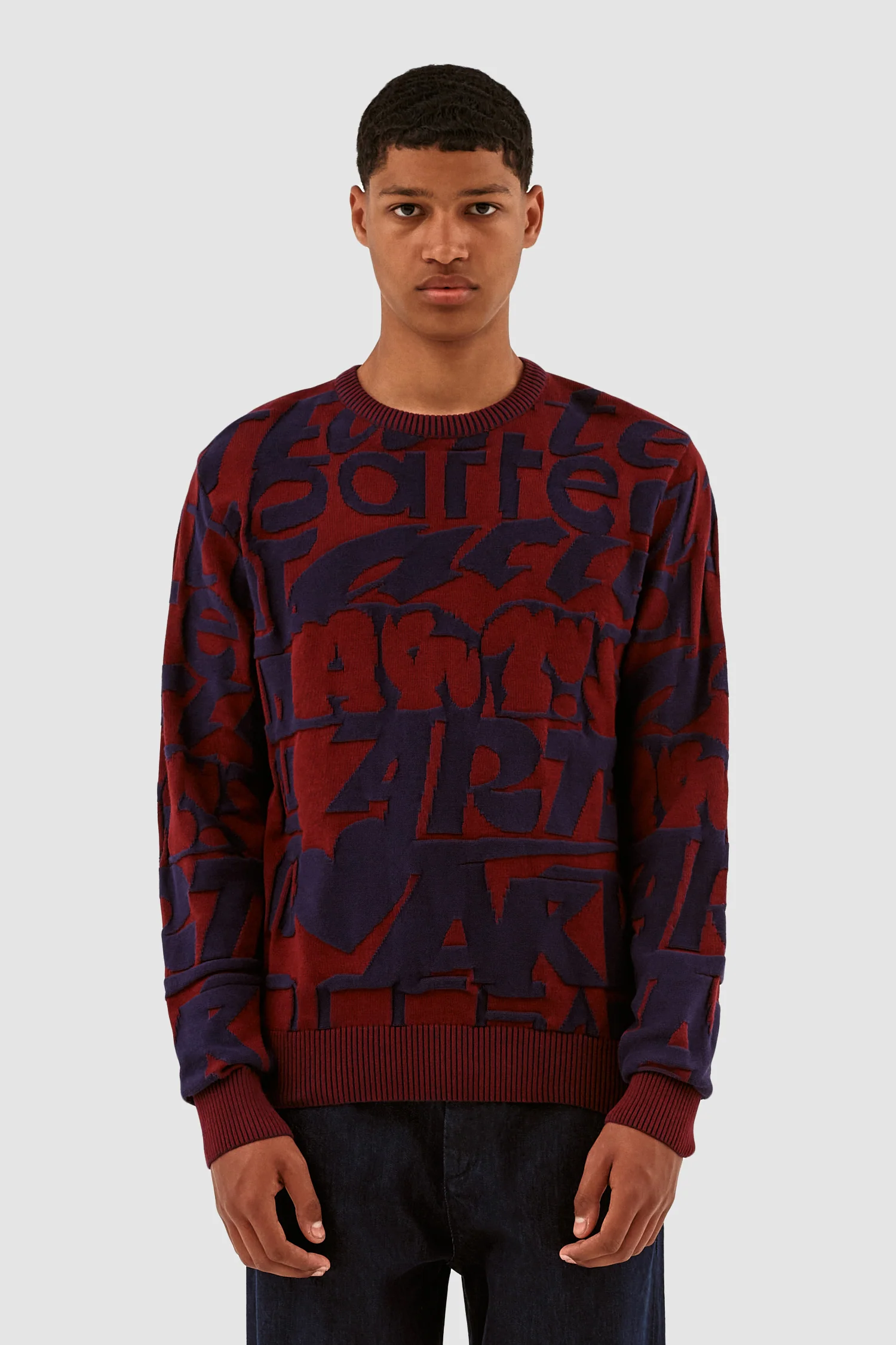Kobe Allover Tag Knit - Bordeaux/Navy - Image 2