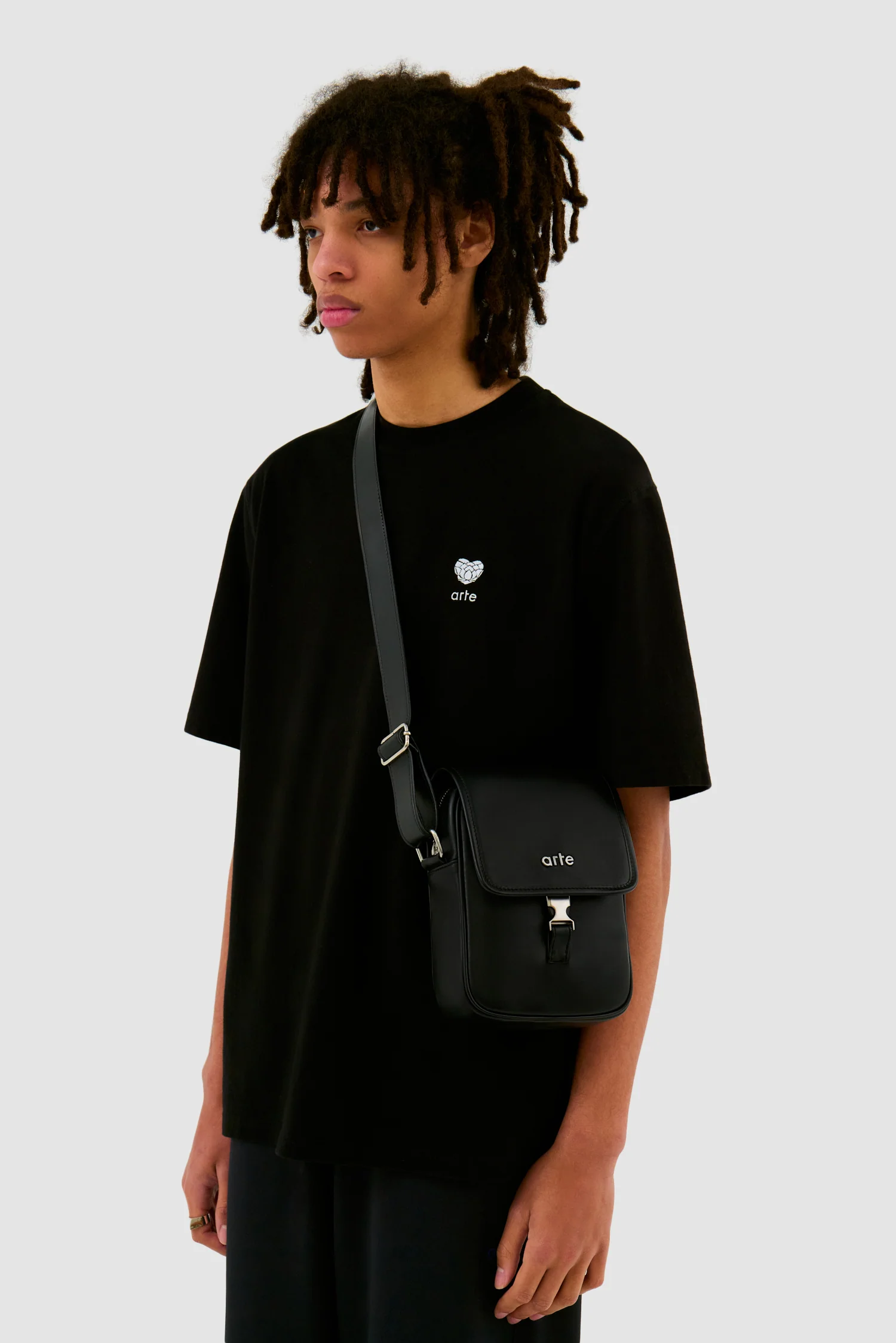 Sac à bandoulière en cuir - Noir - Image 3