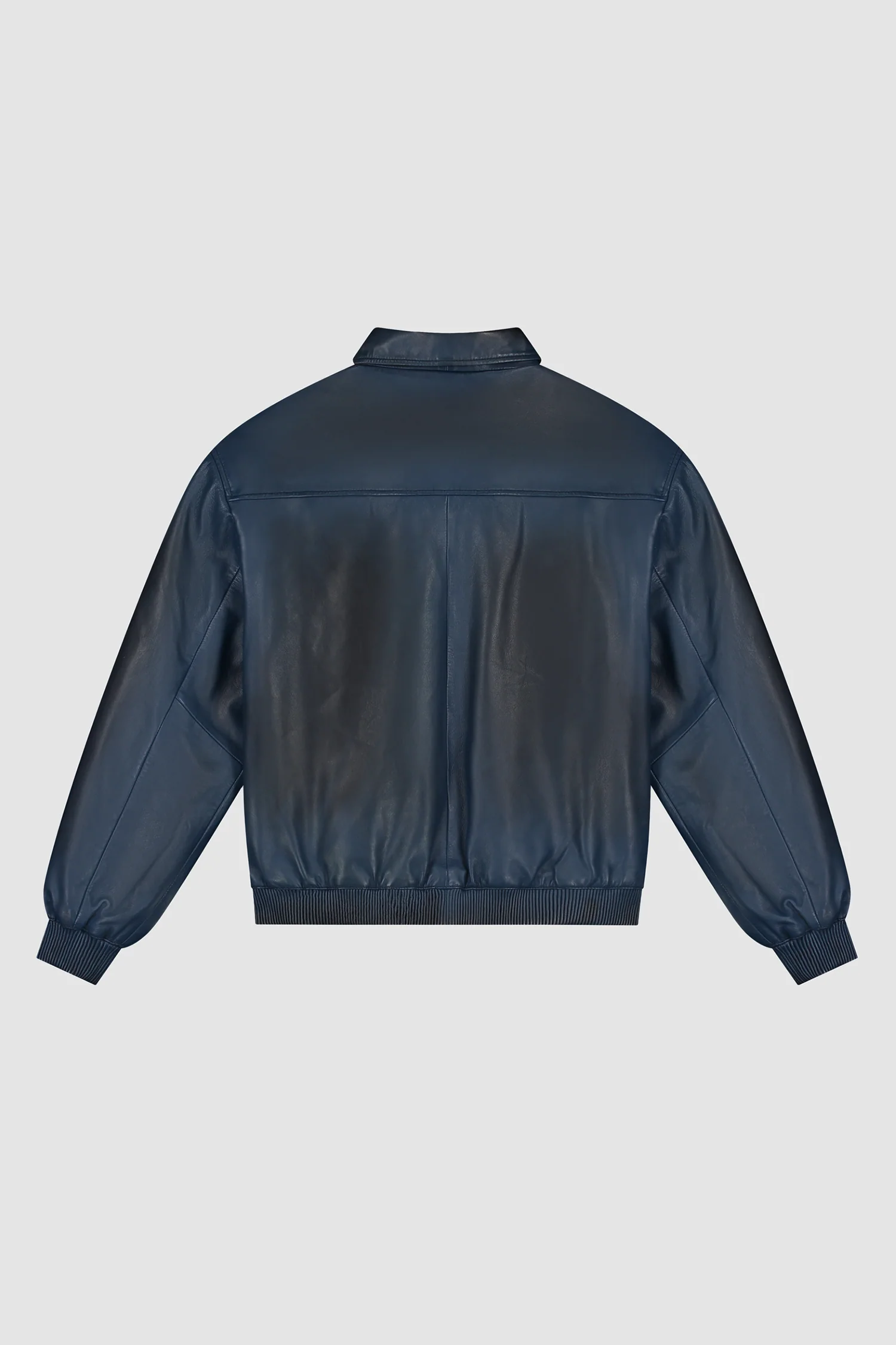 Veste en cuir délavé - Marine - Image 10