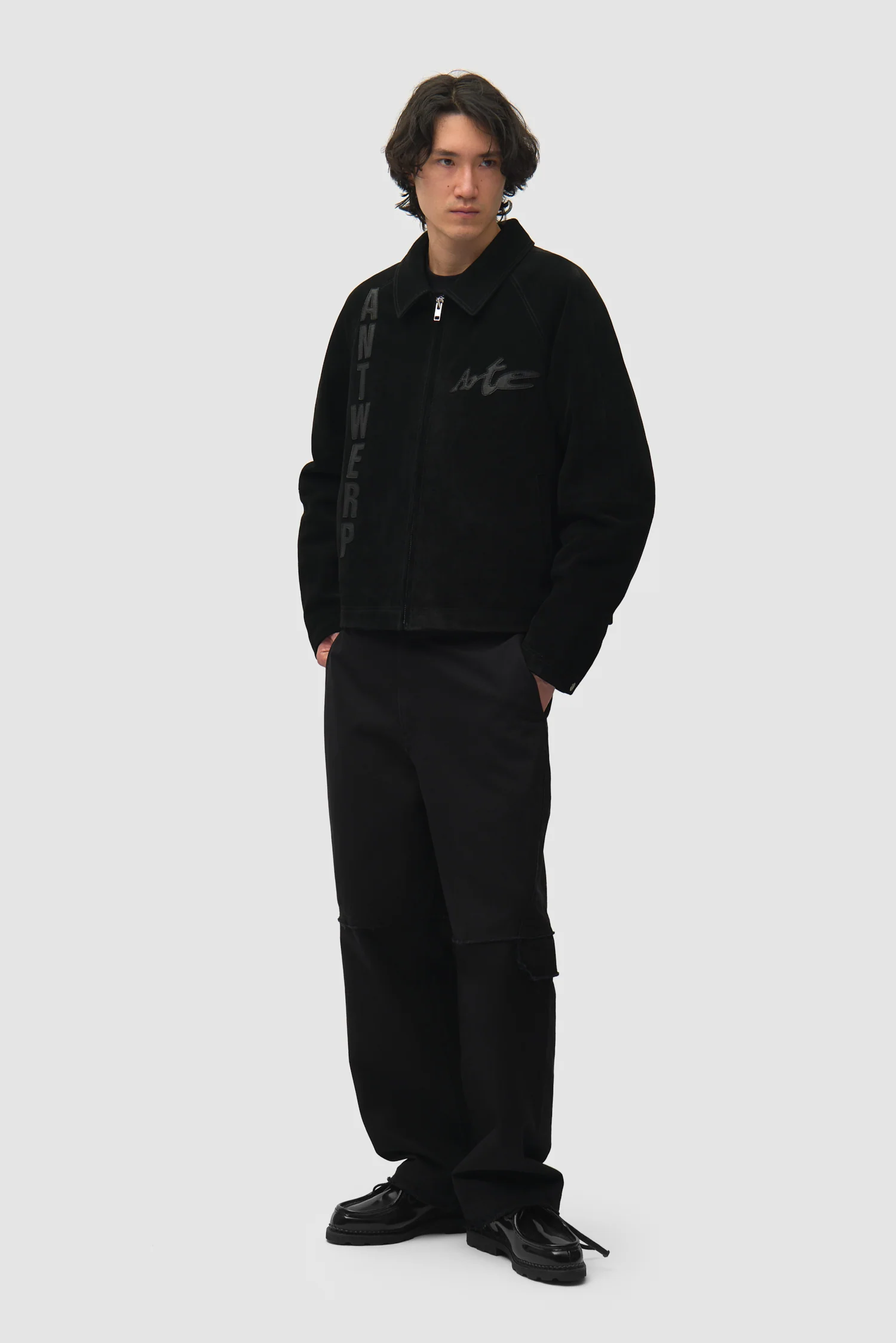 Veste à empiècements en cuir - Noir - Image 5