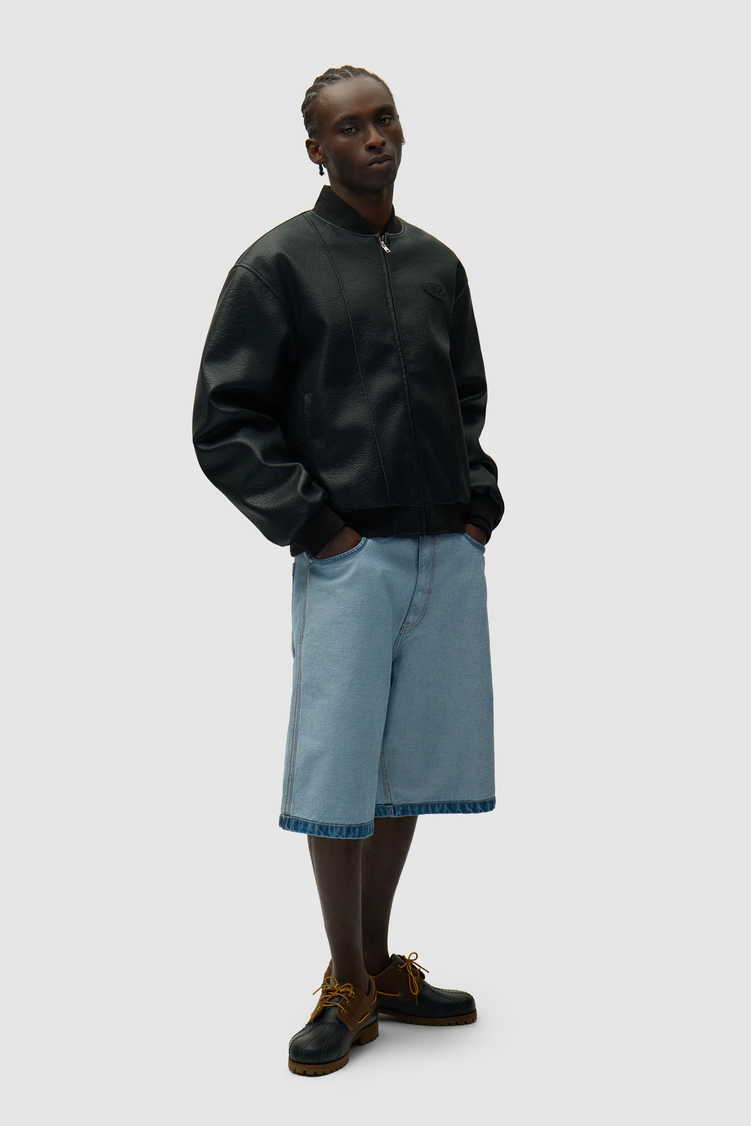 Veste universitaire en cuir - Noir - Image 4