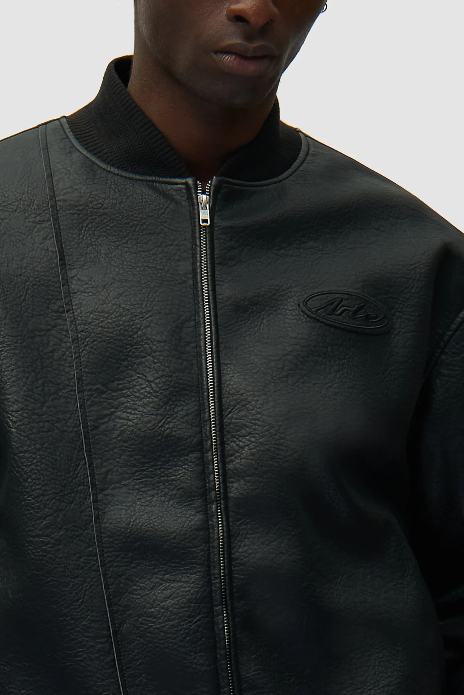 Veste universitaire en cuir - Noir - Image 8